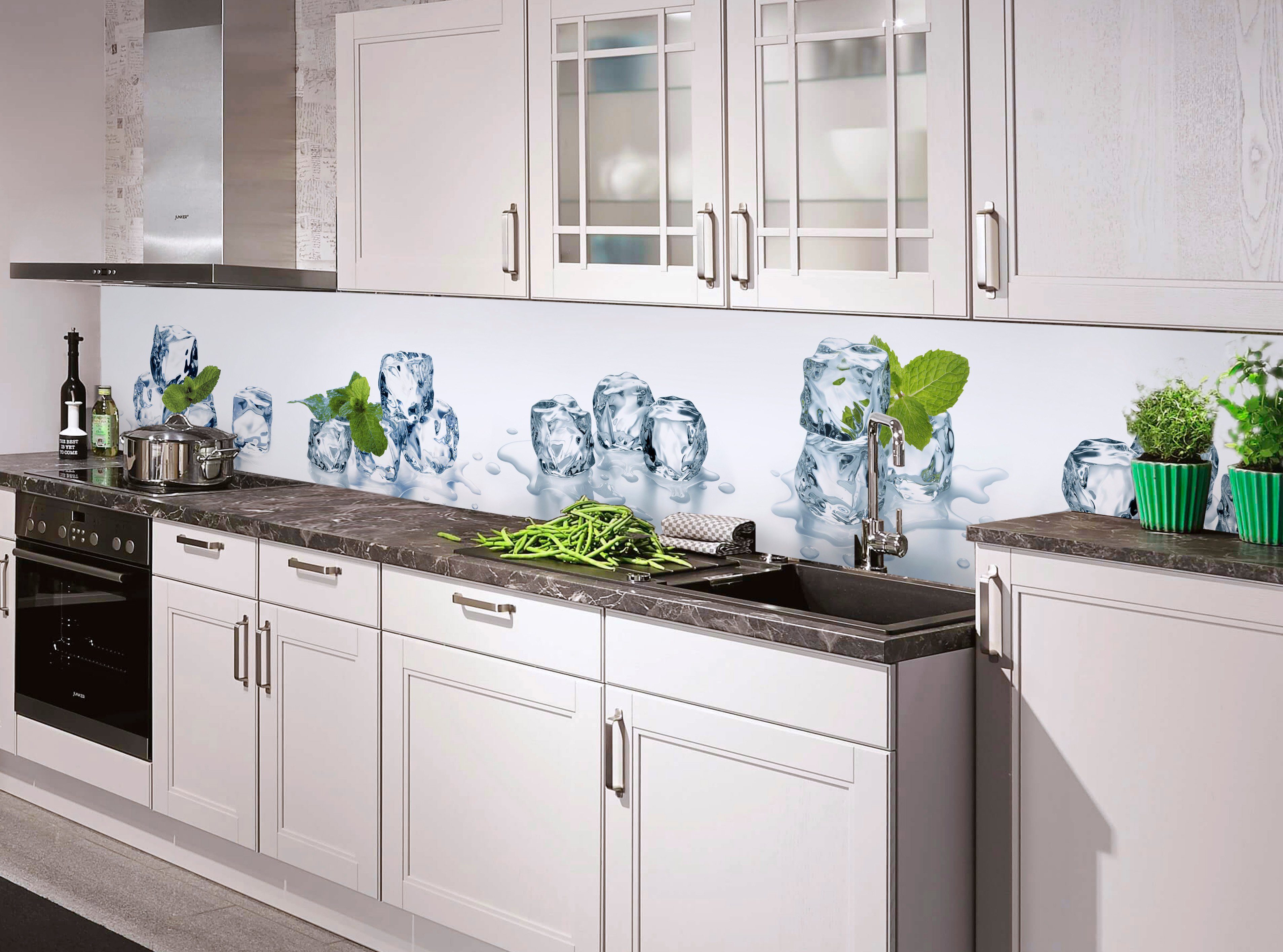 Rodnik Küchenrückwand hochwertig mit Räume geeignet Eiswürfel alle UV- und für Direktdruck, Minze