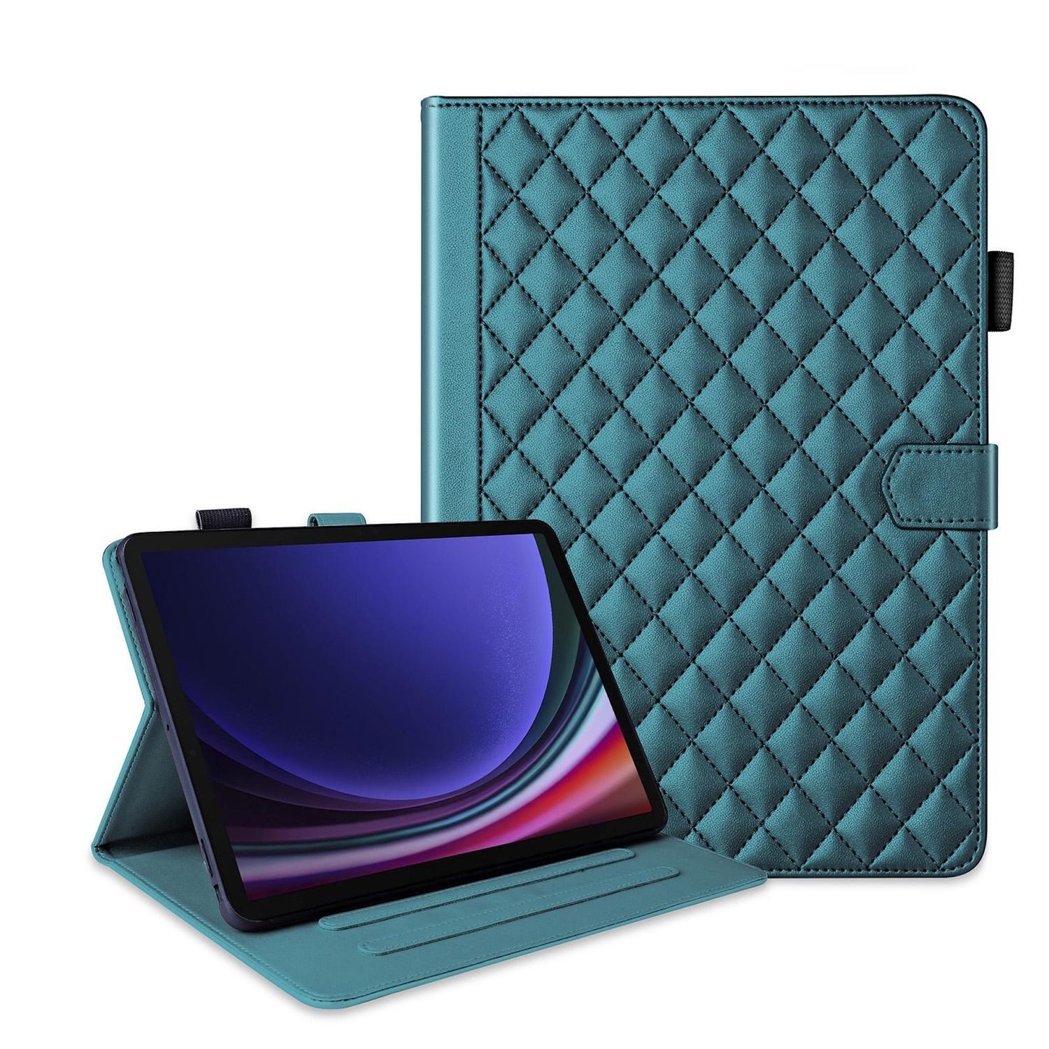 Wigento Tablet-Hülle Für Samsung Galaxy Tab S10 FE Plus Design Kunstleder Hülle Grün, Kunstlederhülle mit Rhombus-Textur und Standfunktion