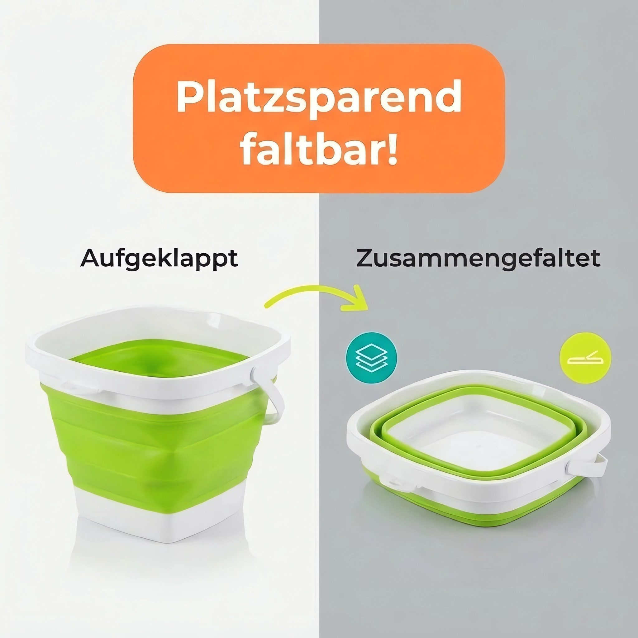 König Design Falteimer Putzeimer Wassereimer Camping Campingeimer Angeleimer, Ausgießer, Aufhängeöse, Tragehenkel, Falteimer Haus & Camping