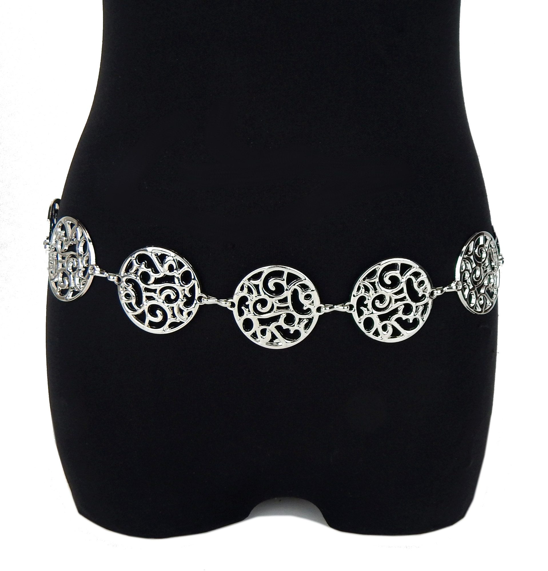 Ella Jonte Kettengürtel silber Ringe 60er 70er Gürtel verstellbar Retro Vin günstig online kaufen