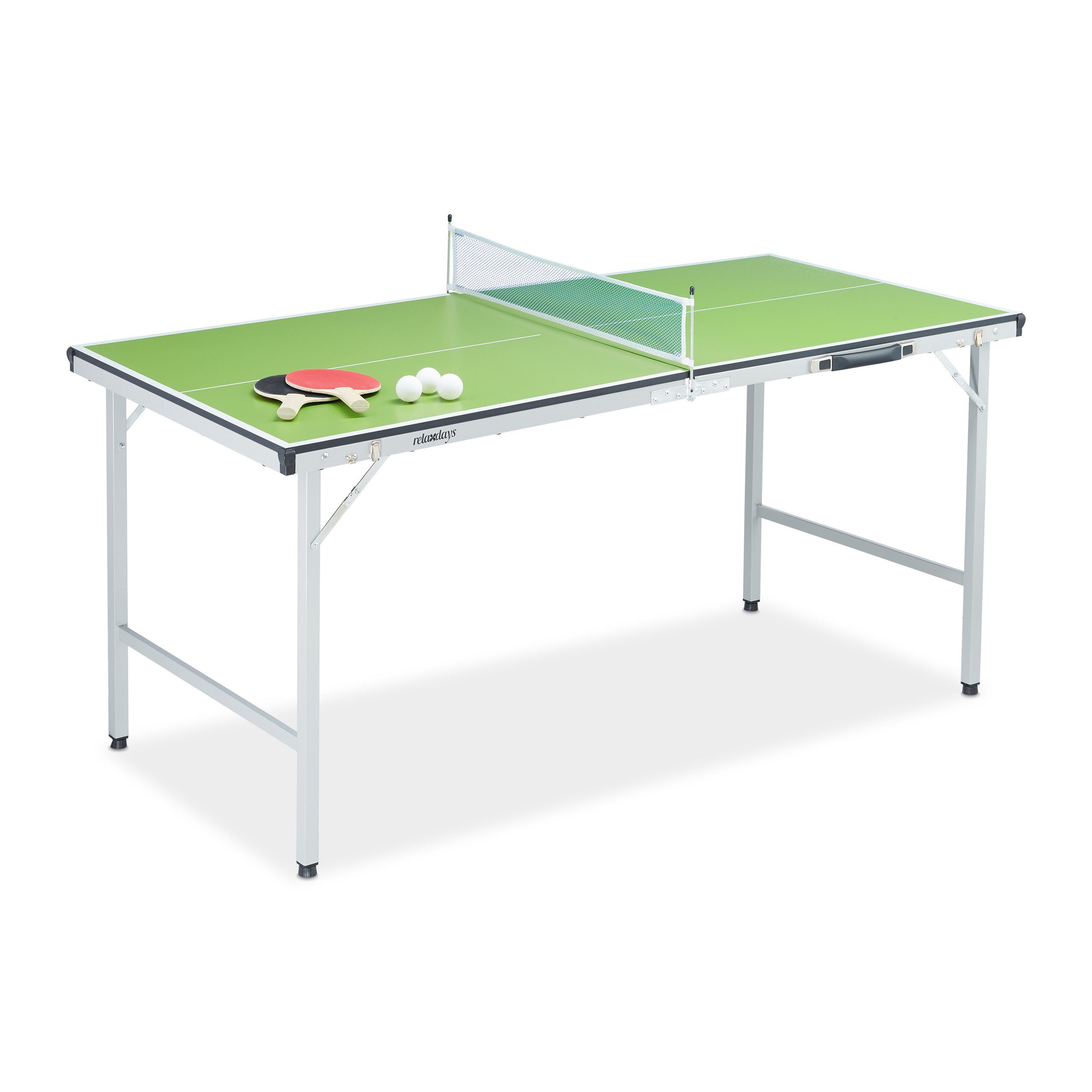 relaxdays Tischtennisplatte Grüne Tischtennisplatte mit Zubehör (7-tlg)