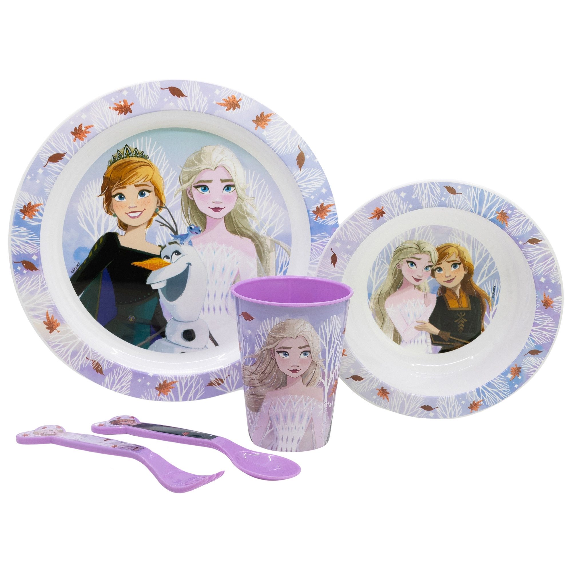 Disney Kindergeschirr-Set Disney Die Eiskönigin Elsa Kinder Geschirr-Set 5 teilig (5-tlg), 1 Personen, Becher, Teller, Schüssel