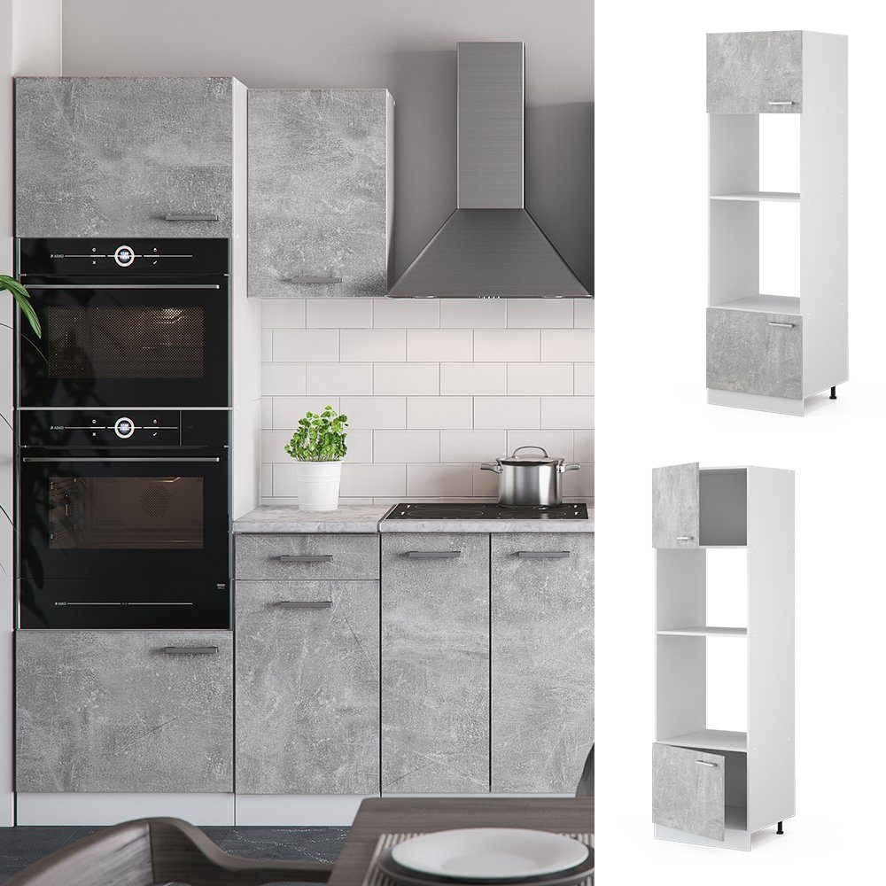Vicco Mikrowellenumbauschrank R-Line, Beton/Weiß, 60 cm günstig online kaufen
