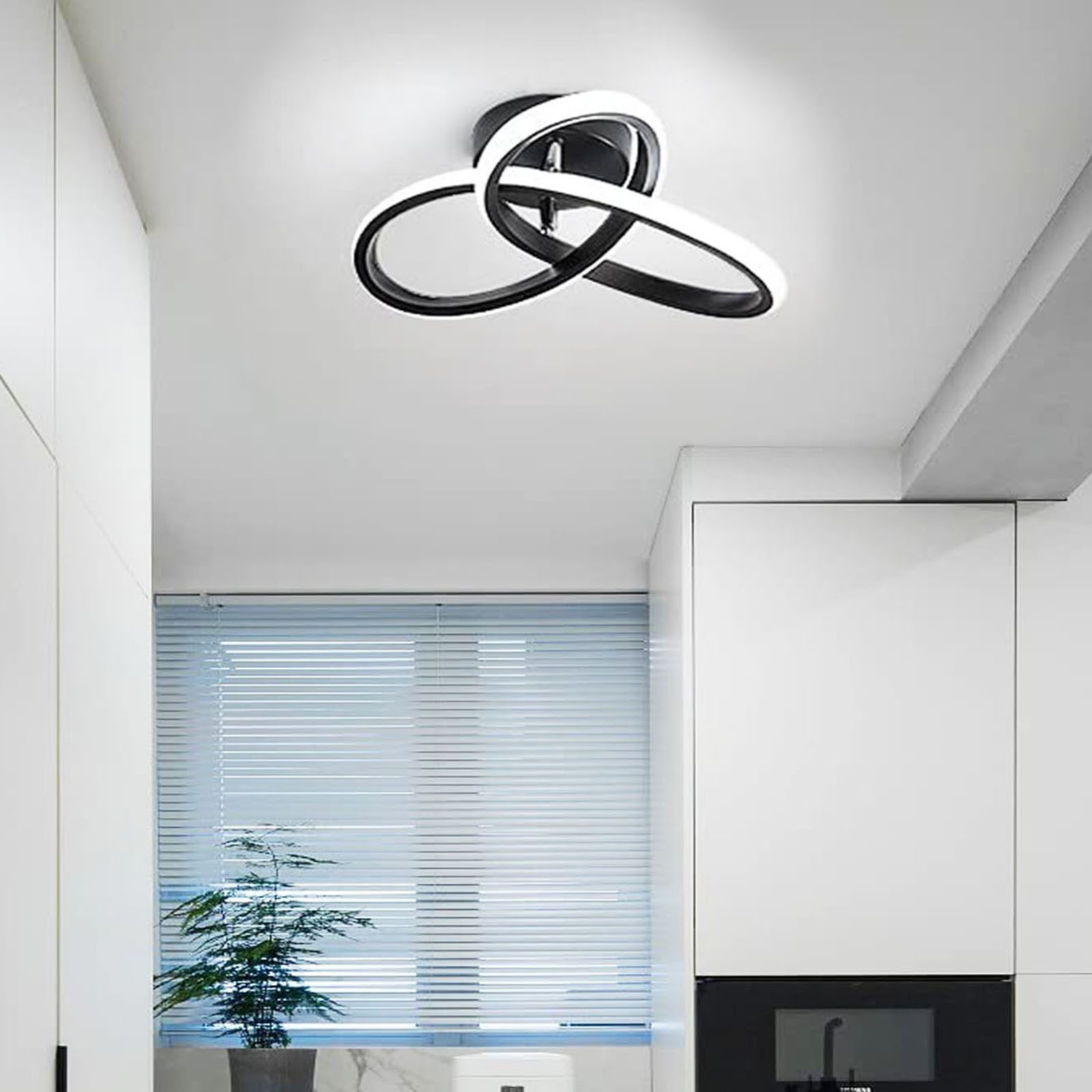 oyajia Deckenleuchte LED Kleeblatt Deckenleuchte 30W 3000LM, Schwarz Dimmbar Deckenlampe, LED fest integriert, für Wohnzimmer Schlafzimmer Flur Küche Balkon, Du – Bild 4 von 5