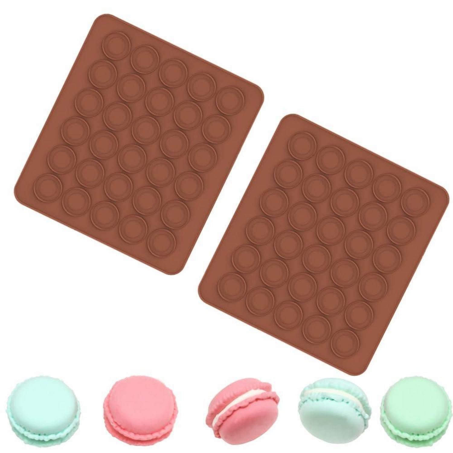 LuxusKollektion Schokoladenform Macaron Backmatte Silikon 30 Mulden, (2-tlg)