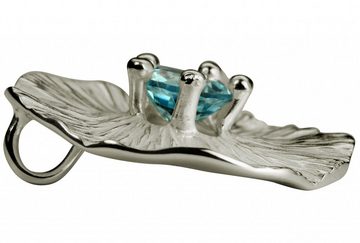SILBERMOOS Kette und Anhänger Set Lotusblatt-Anhänger "Blauer Topas", 925 Sterling Silber