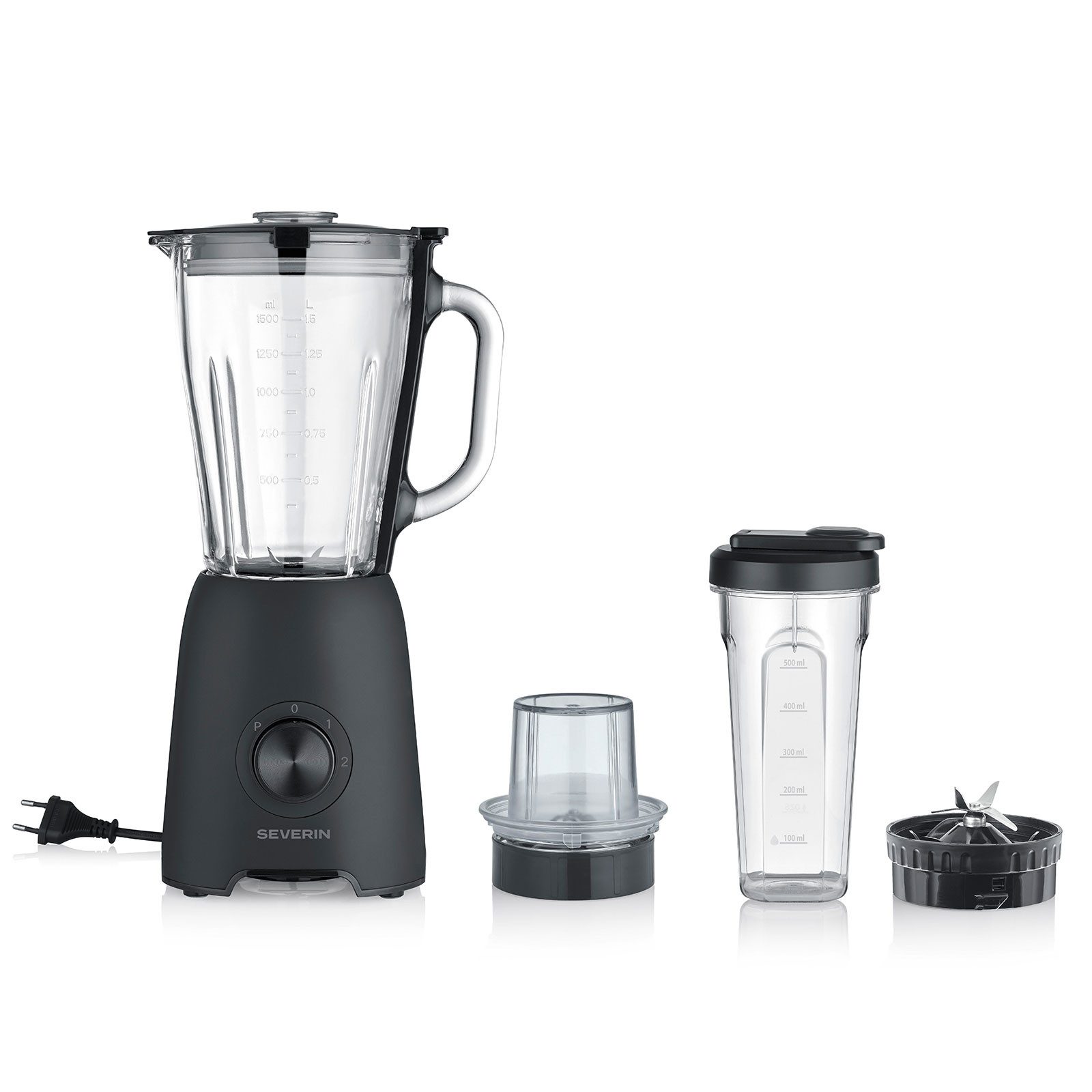 Severin Standmixer SM 3724 Pro, Pro Standmixer mit 600 W, Edelstahlklinge und 2 Stufen