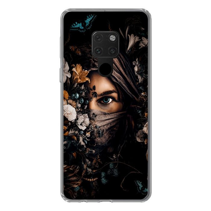 MuchoWow Handyhülle Frau - Luxus - Blumen - Schmetterling - Porträt Phone Case Handyhülle Huawei Mate 20 Silikon Schutzhülle