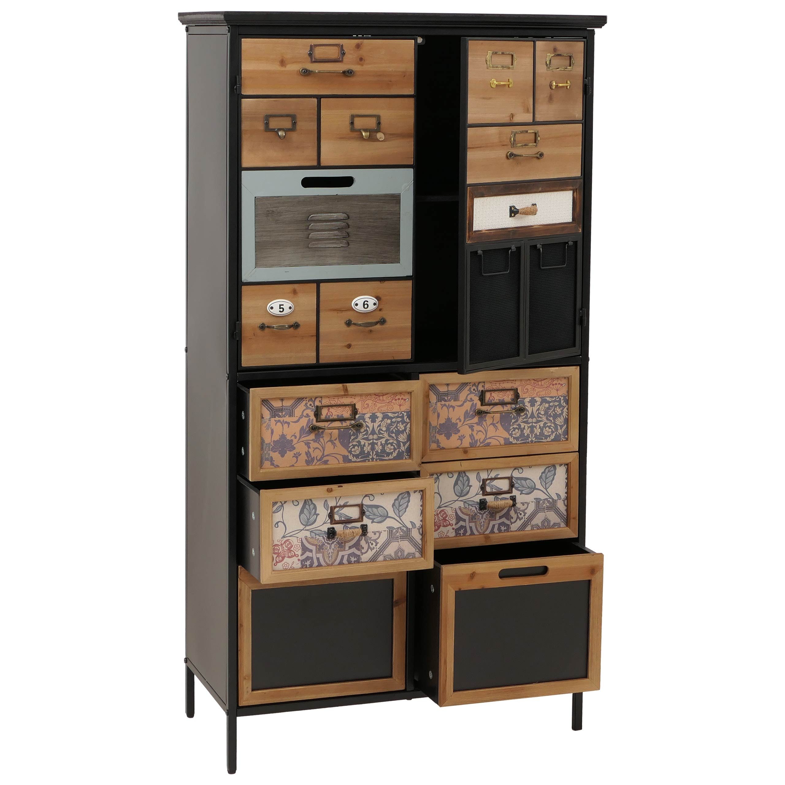MCW Apothekerschrank MCW-O80-nbw Mit sechs Schubladen, Im Vintage-Look