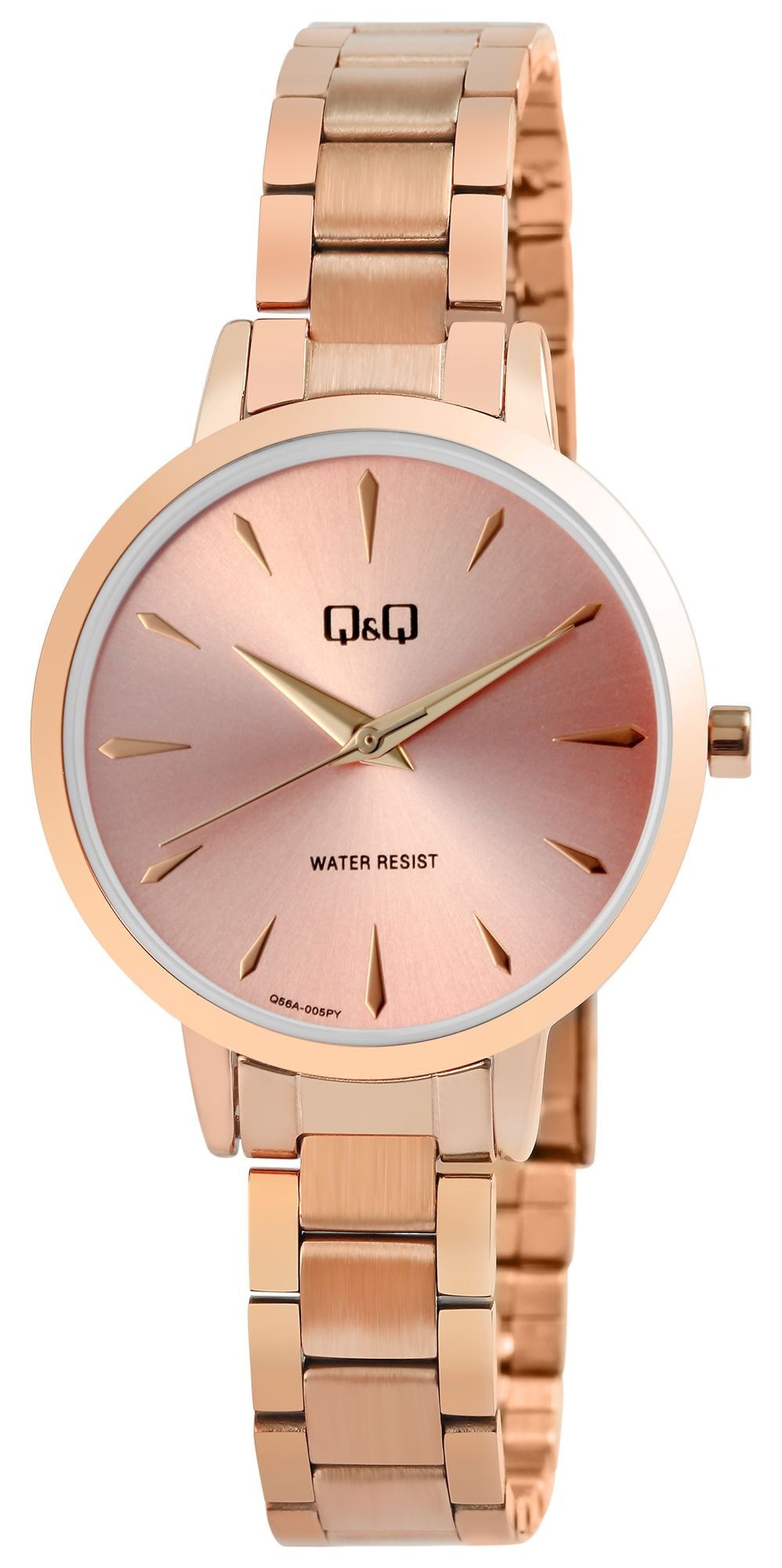 Q&Q Quarzuhr Q56A Q&Q Damenuhr mit Edelstahlarmband, 3 Bar, silberfarben/rosa