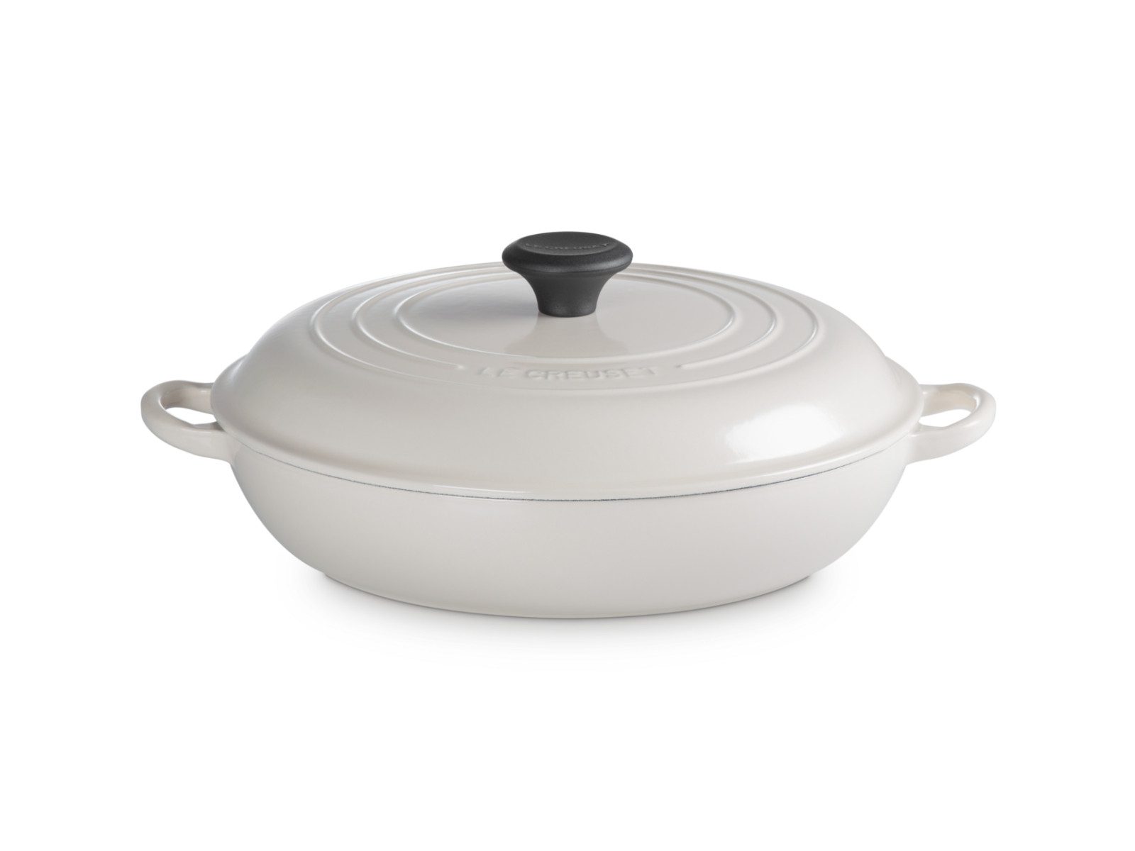 LE CREUSET Kochtopf Gourmet-Profitopf Tradition rund mit Phenolknopf creme 30cm, Emailliertes Gusseisen