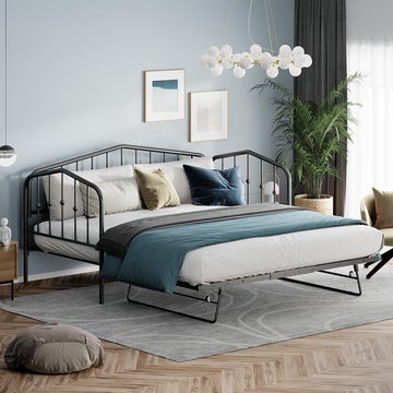 MODFU Metallbett Tagesbett, mit Ausziehbett. Zwei-in-Eins-Schlafsofa (90 (180) x 200 cm), ohne Matratze