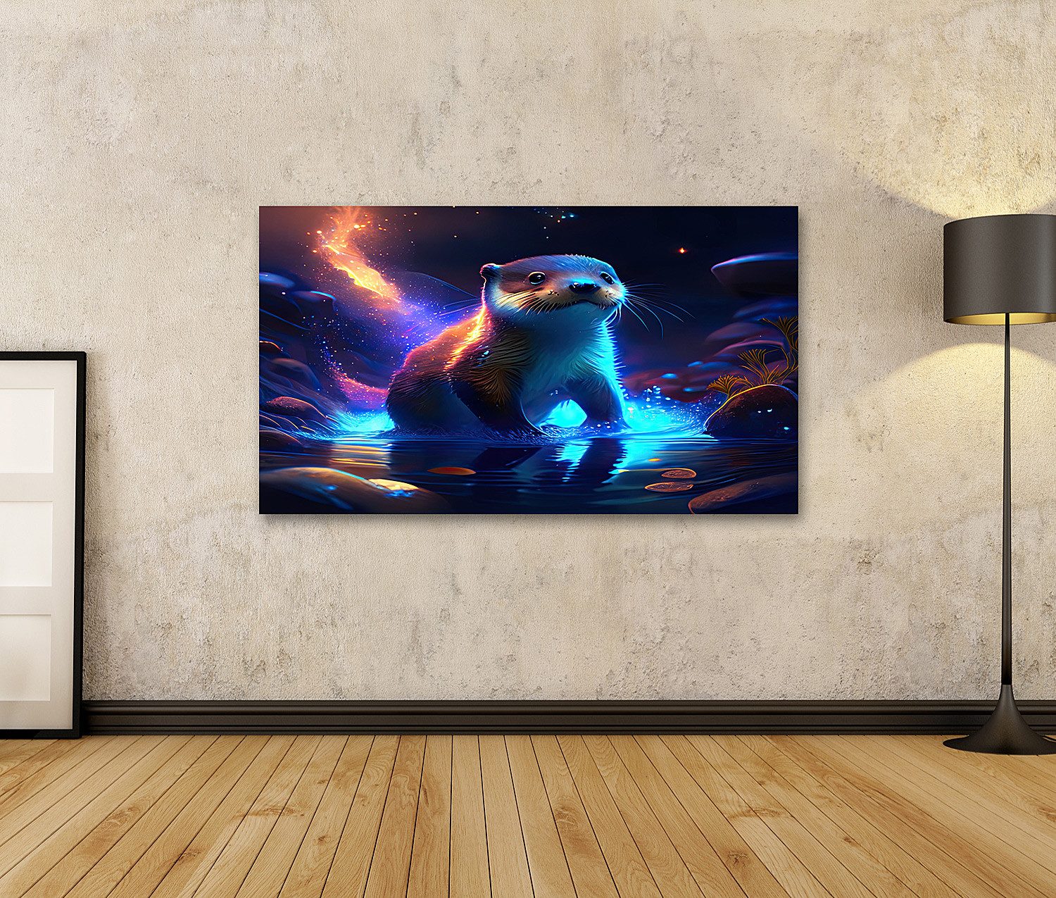 islandburner Leinwandbild Digitale Malerei Baby Otter Wasser Nacht Design Instagram Fa Bilder