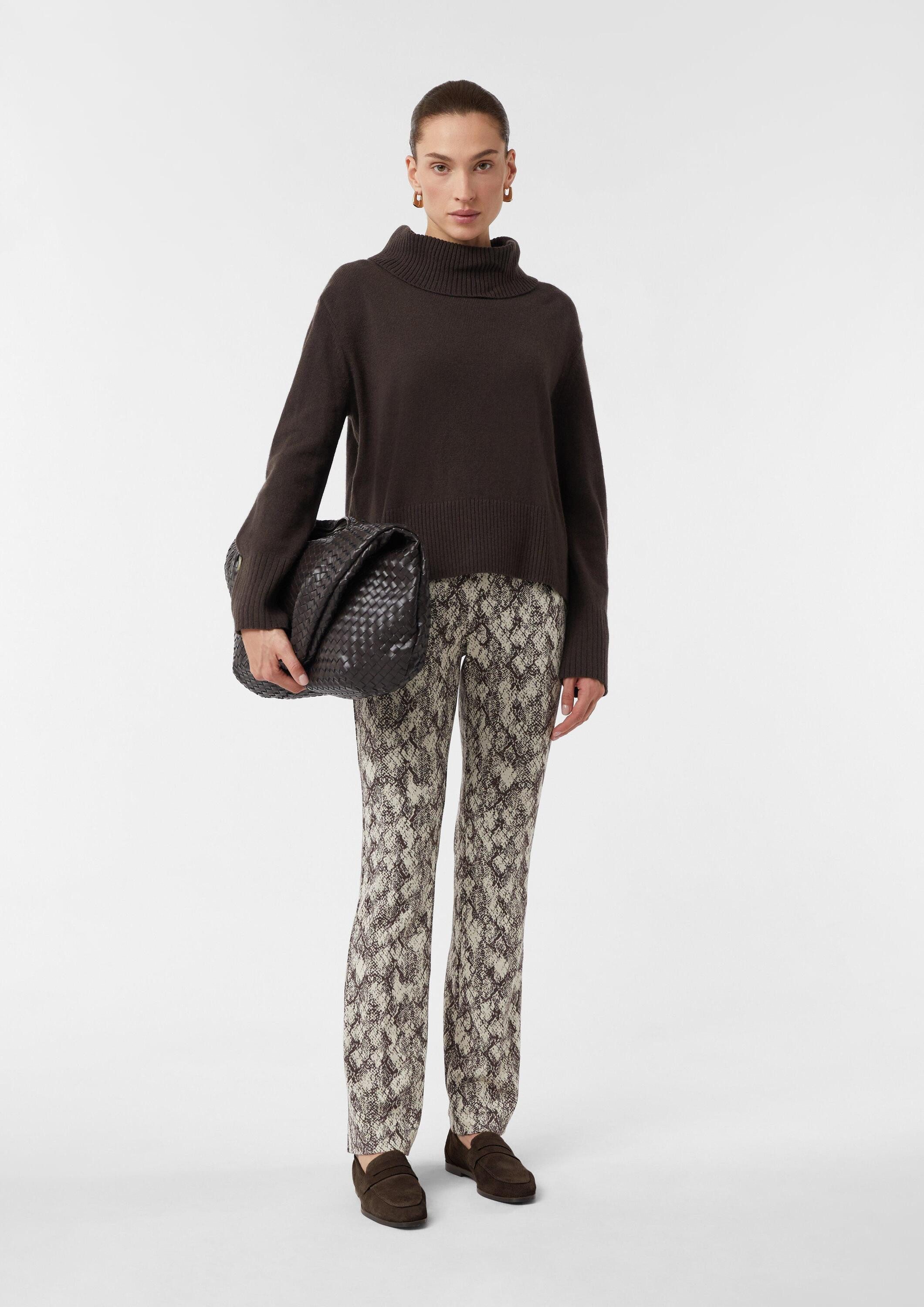 comma Chinos Hose Jacquard-Hose aus Jersey mit Animal-Print
