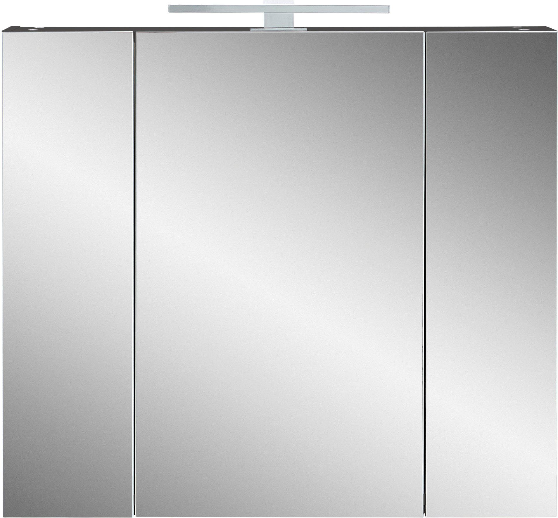 Spiegel, Einlegeböden Türdämpfung, GERMANIA 3-D Graphit Yonkers Vito Badezimmerspiegelschrank | ABS-Kanten, Verstellbare Graphit