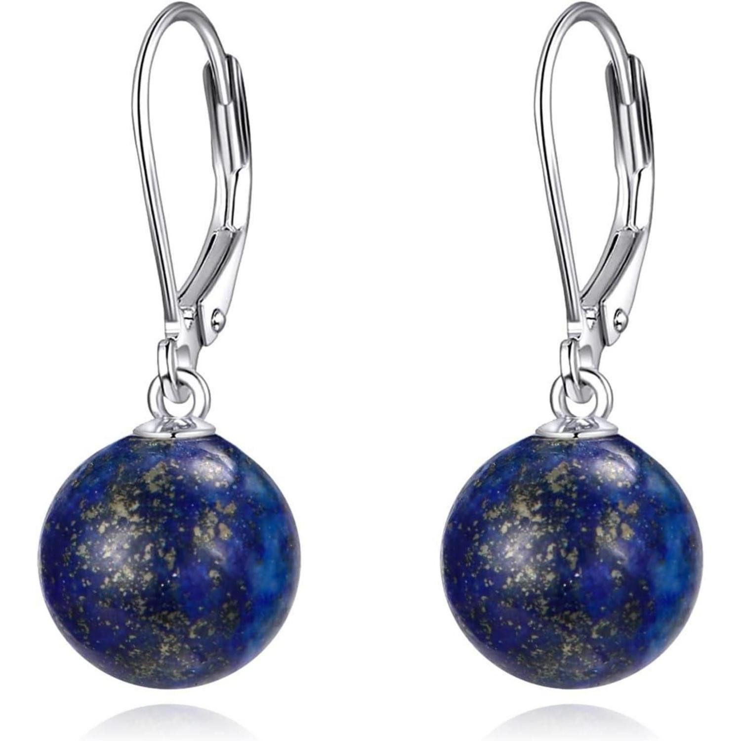 Perlenohrringe Ohrringe Perle Sterling Silber Hängend Damen Mädchen Lapislazuli