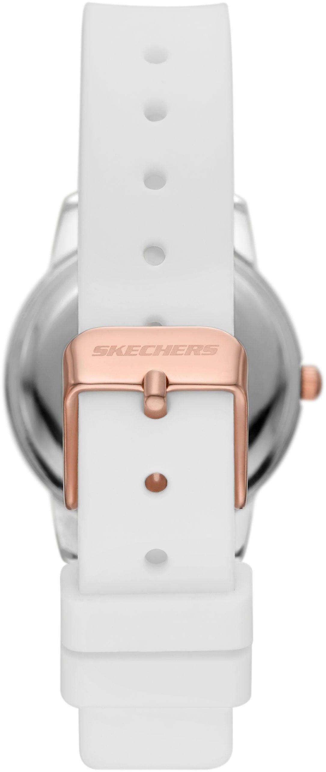 Skechers Quarzuhr ANAHEIM SR6235, Armbanduhr, Damenuhr, Silikonarmband, analog, Glassteine