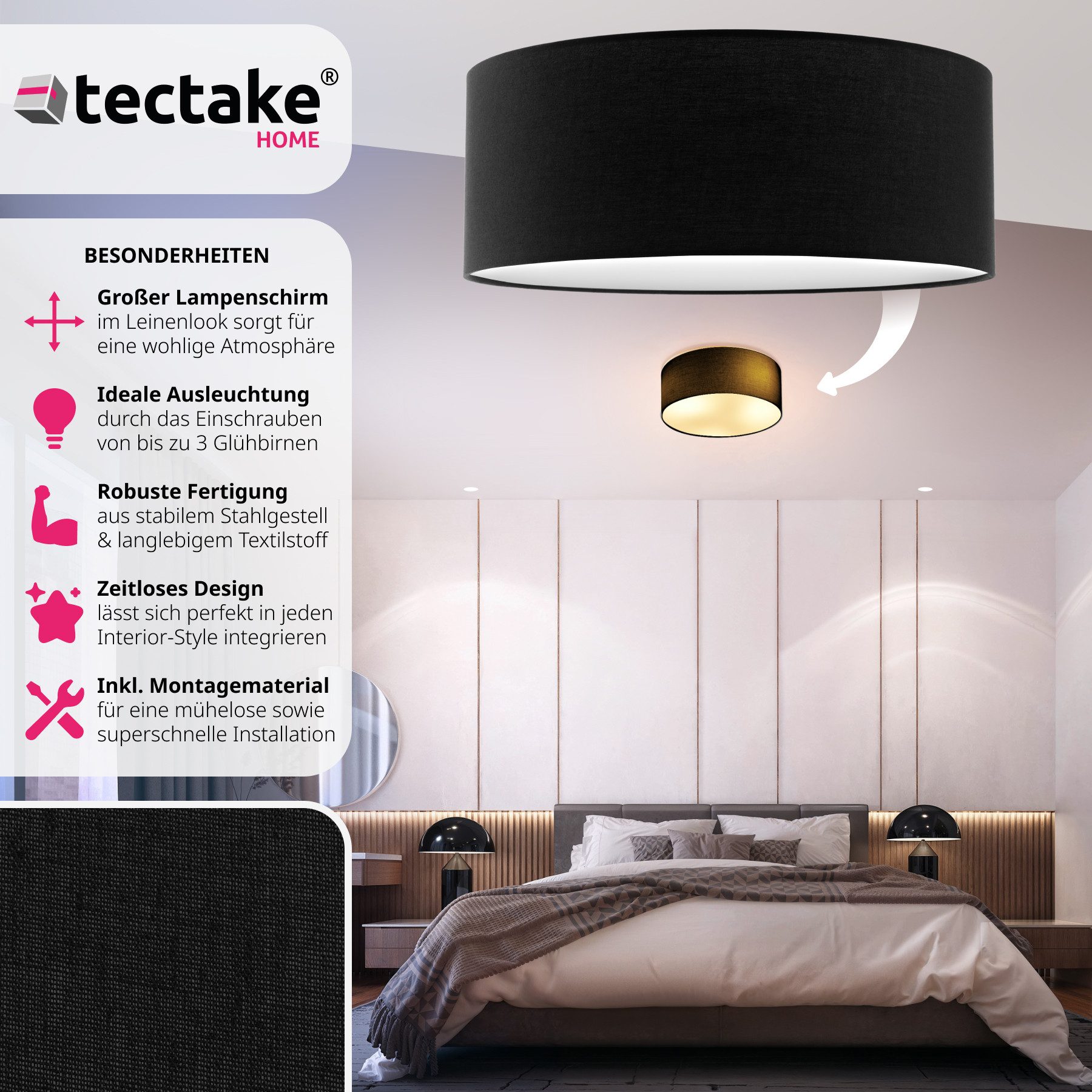 tectake Deckenleuchten Deckenleuchte, Elegante, runde Deckenleuchte günstig online kaufen