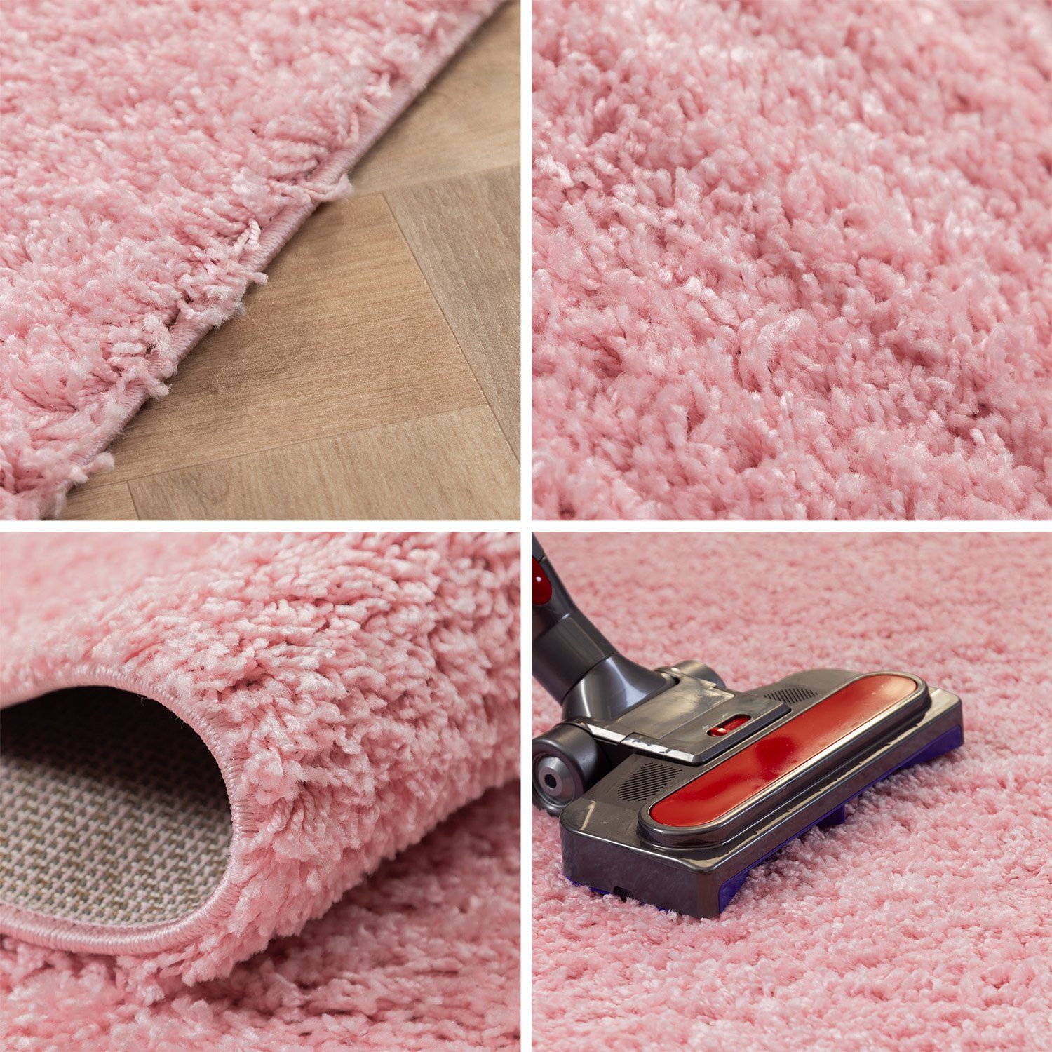 SIMPEX24 Teppich Unicolor - Einfarbig, Rund, Höhe: 30 mm, Modern Kurzflor Teppich Wohnzimmer Abstrakt Design Rosa Pflegeleicht