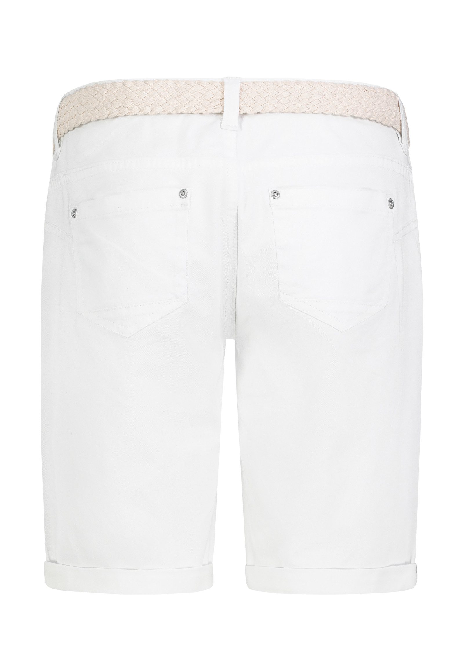 SUBLEVEL Bermudas Damen Sommer Stoffhose kurz mit buntem Flechtgürte Sommerhose, kurze Chinohose, Shorts mit Gürtel