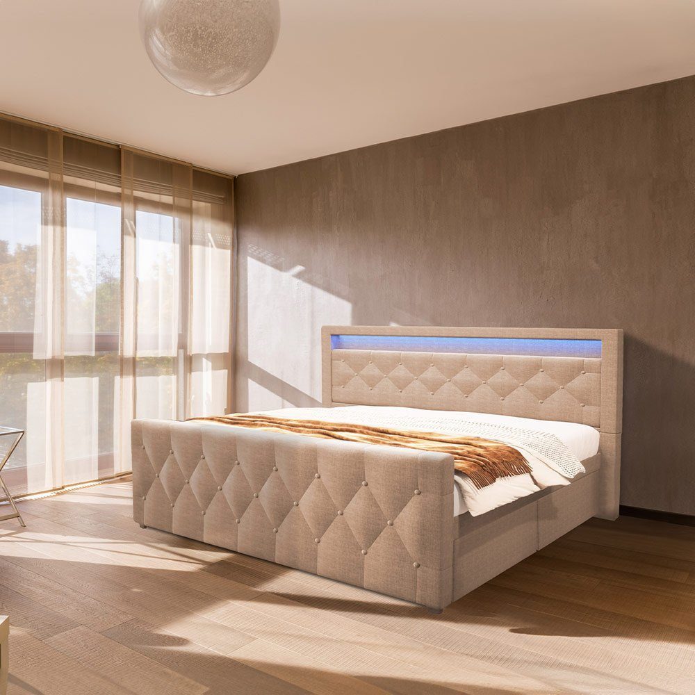 HOME DELUXE Polsterbett VELARA (inkl. Stauraum, Matratze & Lattenrost), mit günstig online kaufen