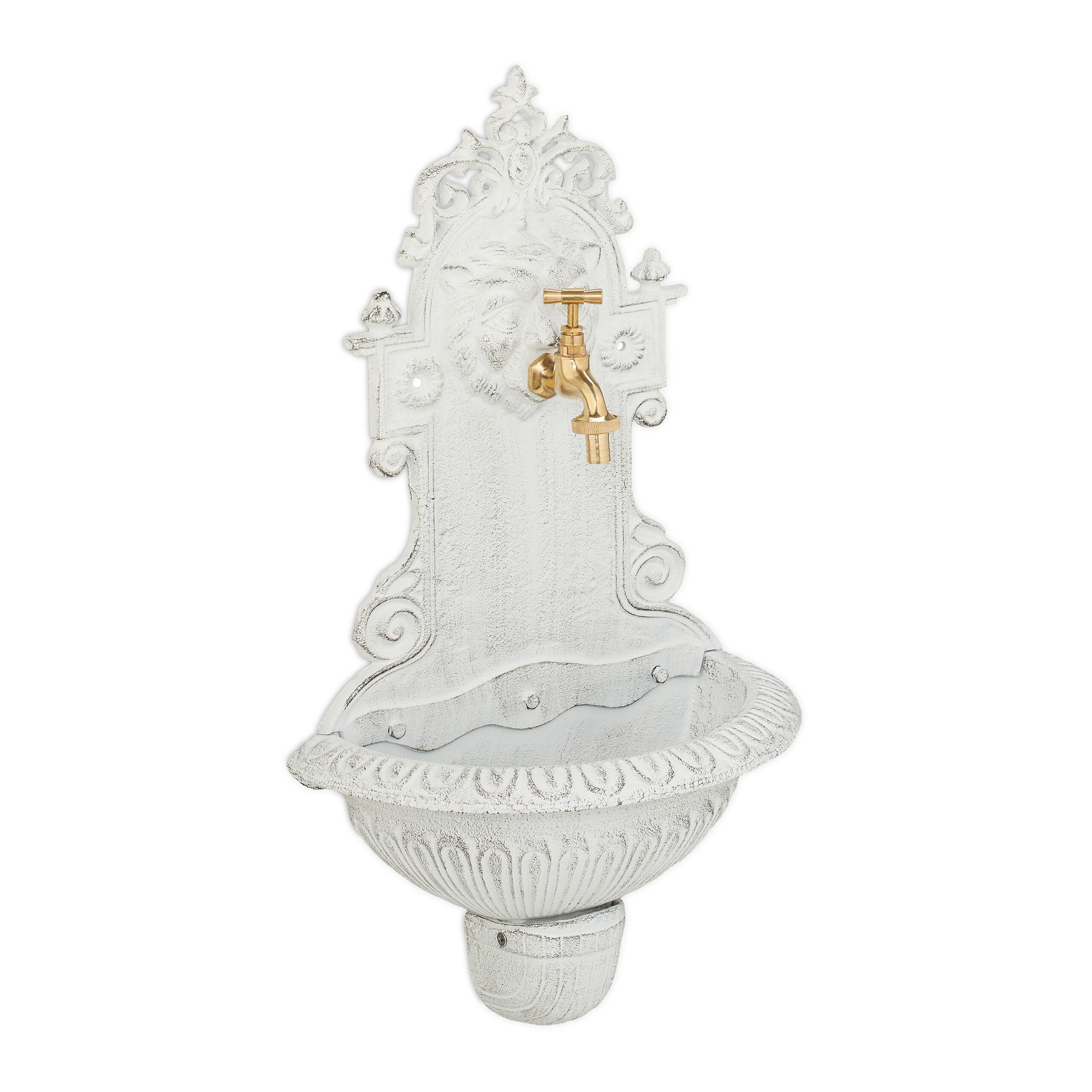 relaxdays Gartenbrunnen Wandbrunnen mit Wasserspeier, Wasserbecken günstig online kaufen
