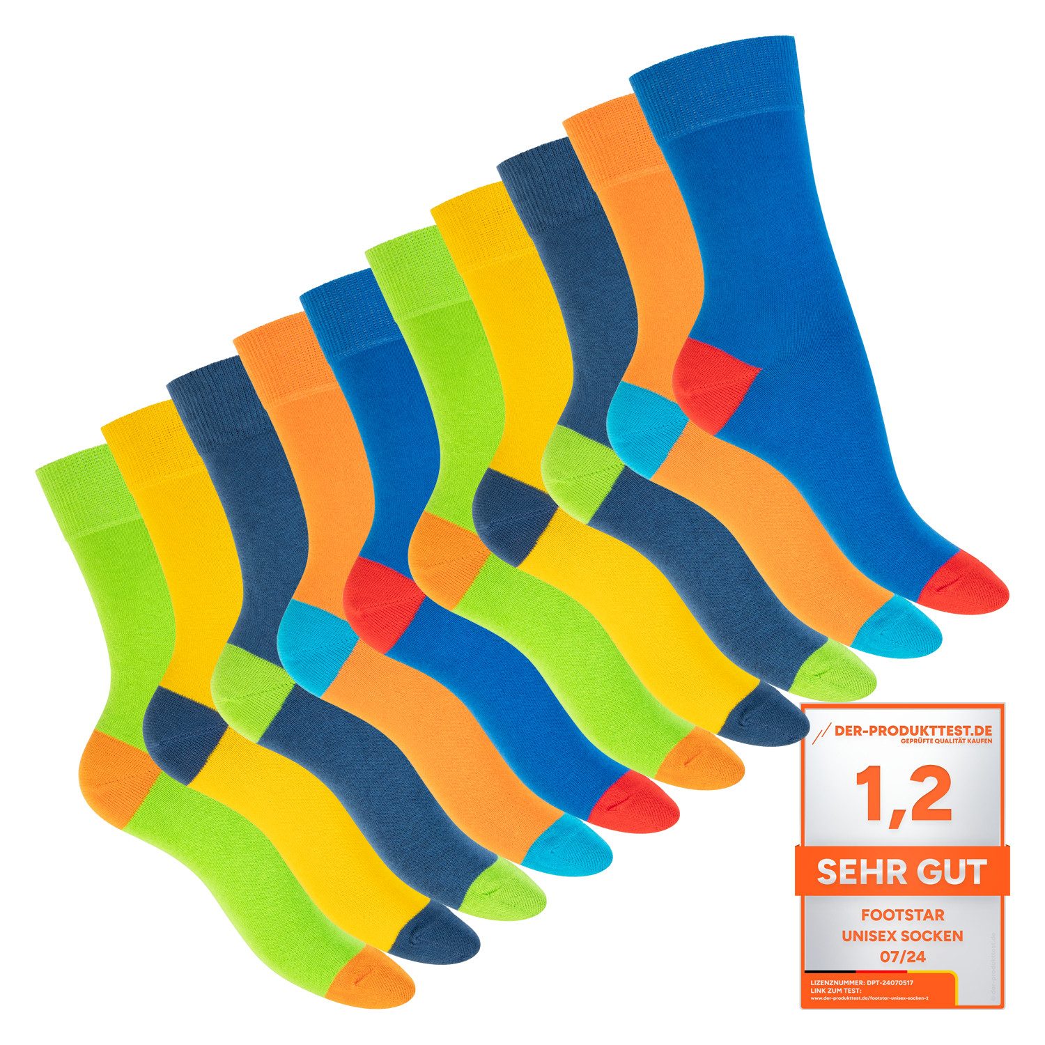 Footstar Basicsocken Damen & Herren Baumwollsocken abgesetzte Ferse/Spitze (10 Paar)