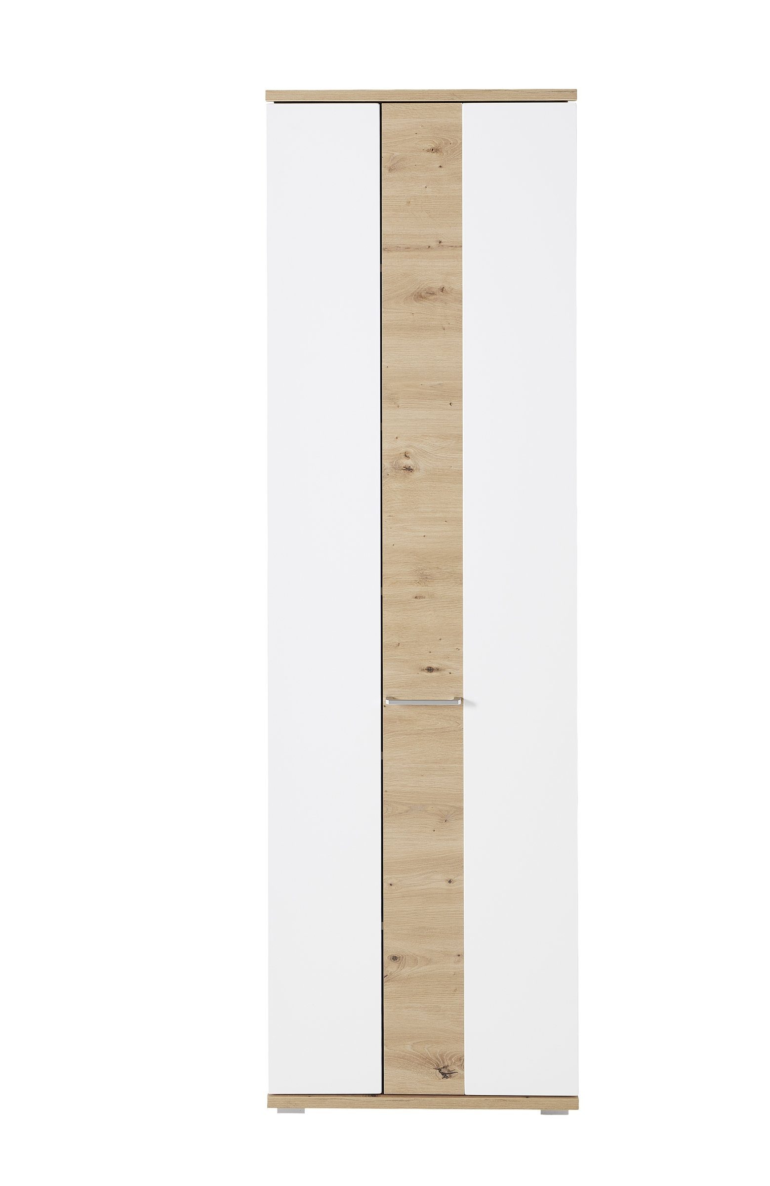 möbelando Garderobenschrank SIGNO II (BxHxT: 60x200x38 cm) aus MDF in Artisan/Weiß mit 2 Türen und Absetzungen in Artisan Eiche