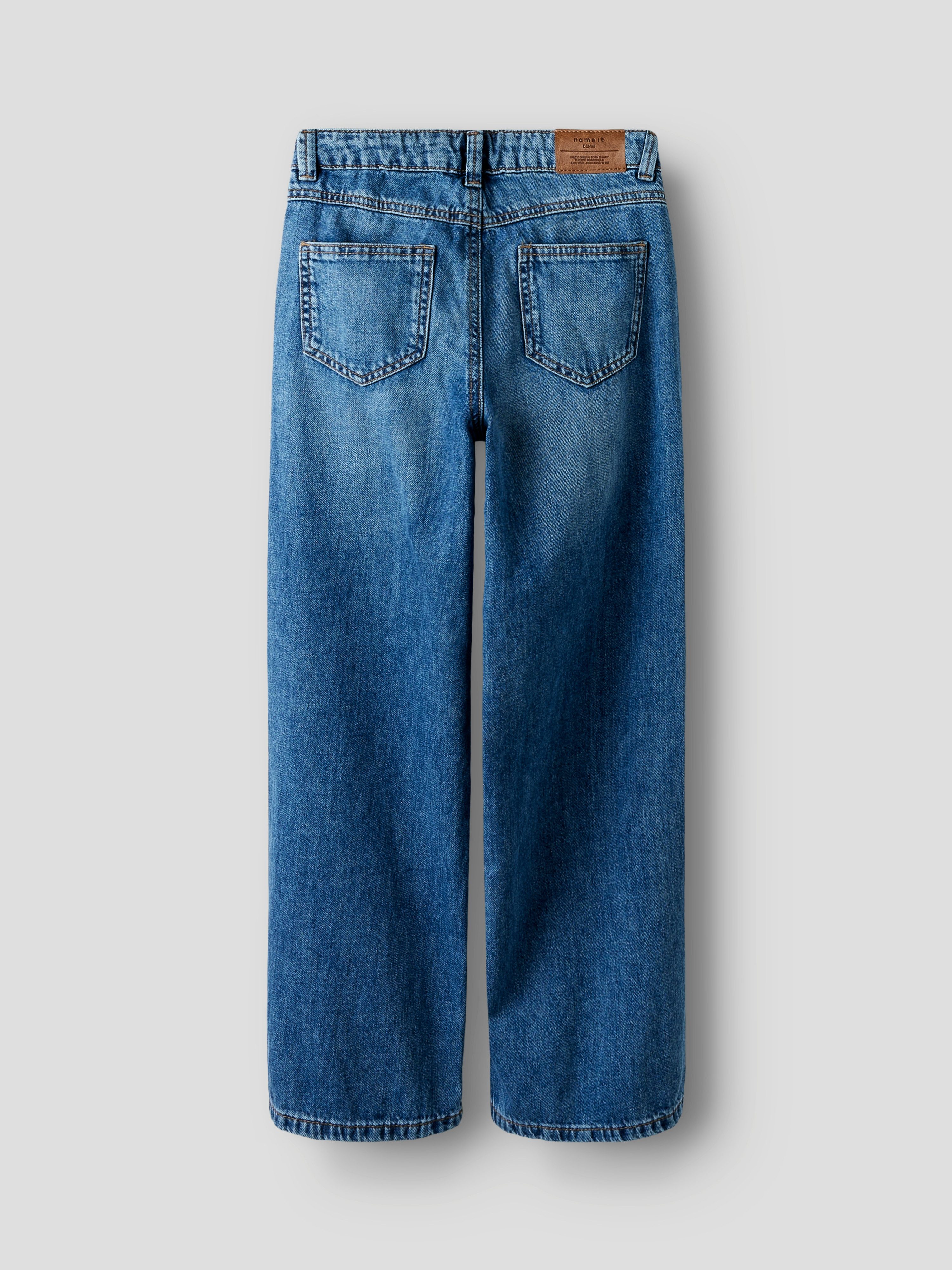 Name It 5-Pocket-Jeans NKFROSE für Mädchen mit Destroyed-Effekt und hohem Bund normal, Denim, Abriebeffekte, Reißverschluss