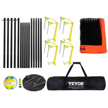 VEVOR Volleyballnetz 4,3 x 2,2 m Tragbarer Beachvolleyball-Netz, Orange mit Volleyball