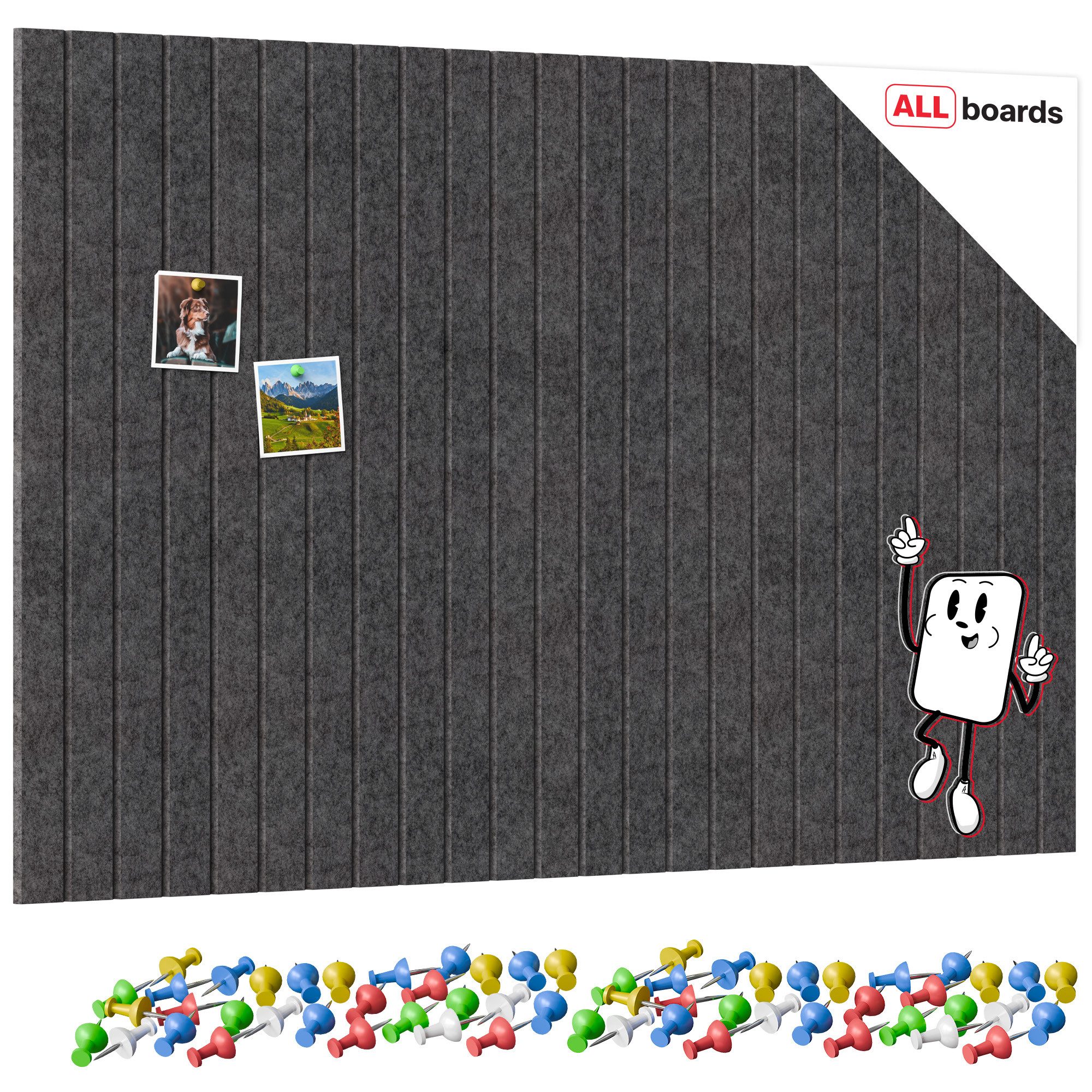 ALLboards Pinnwand ALLboards Filzpaneele, Filz-Korktafeln für die Wand, (12-tlg)