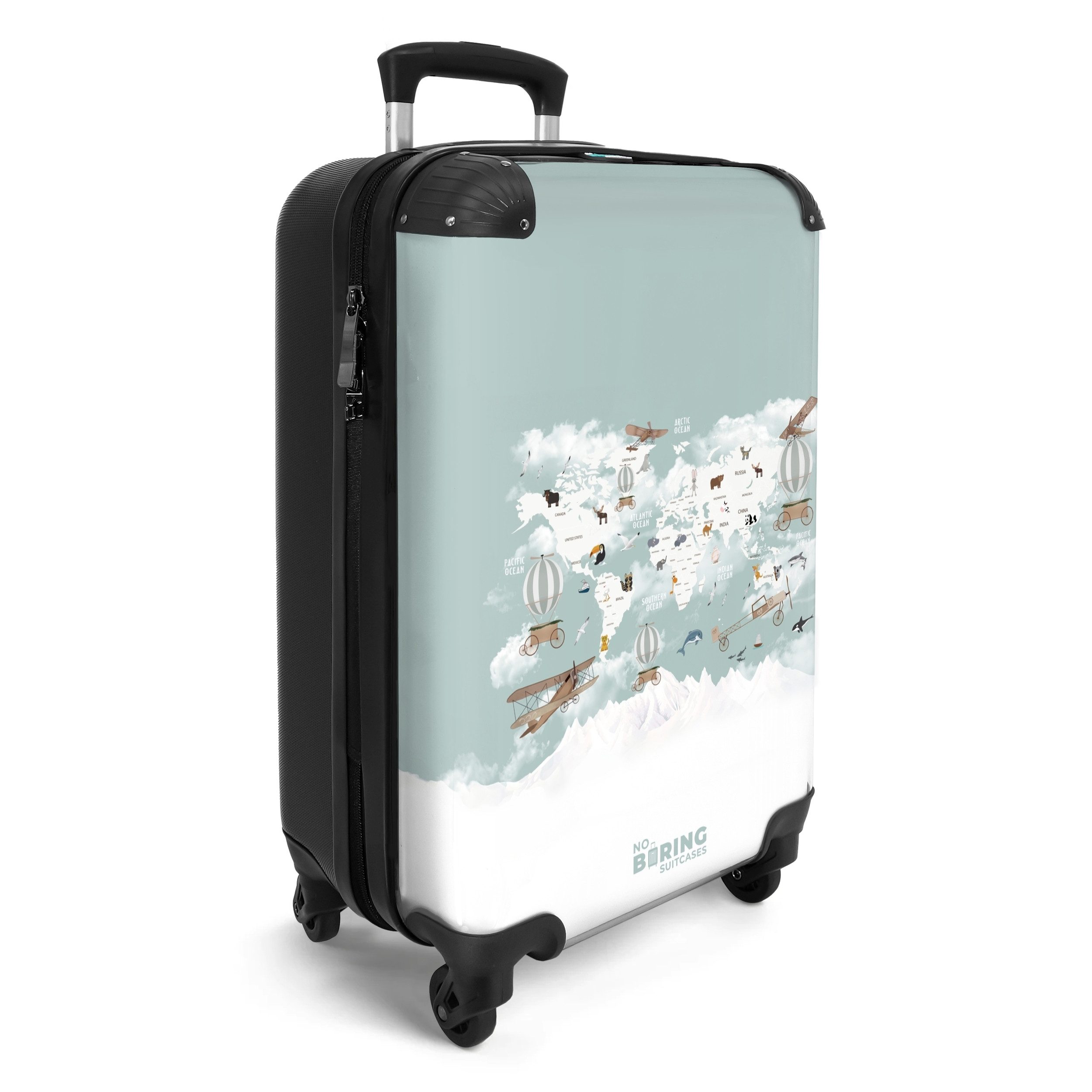 NoBoringSuitcases.com© Hartschalen-Trolley Weltkarte - Kind - günstig online kaufen