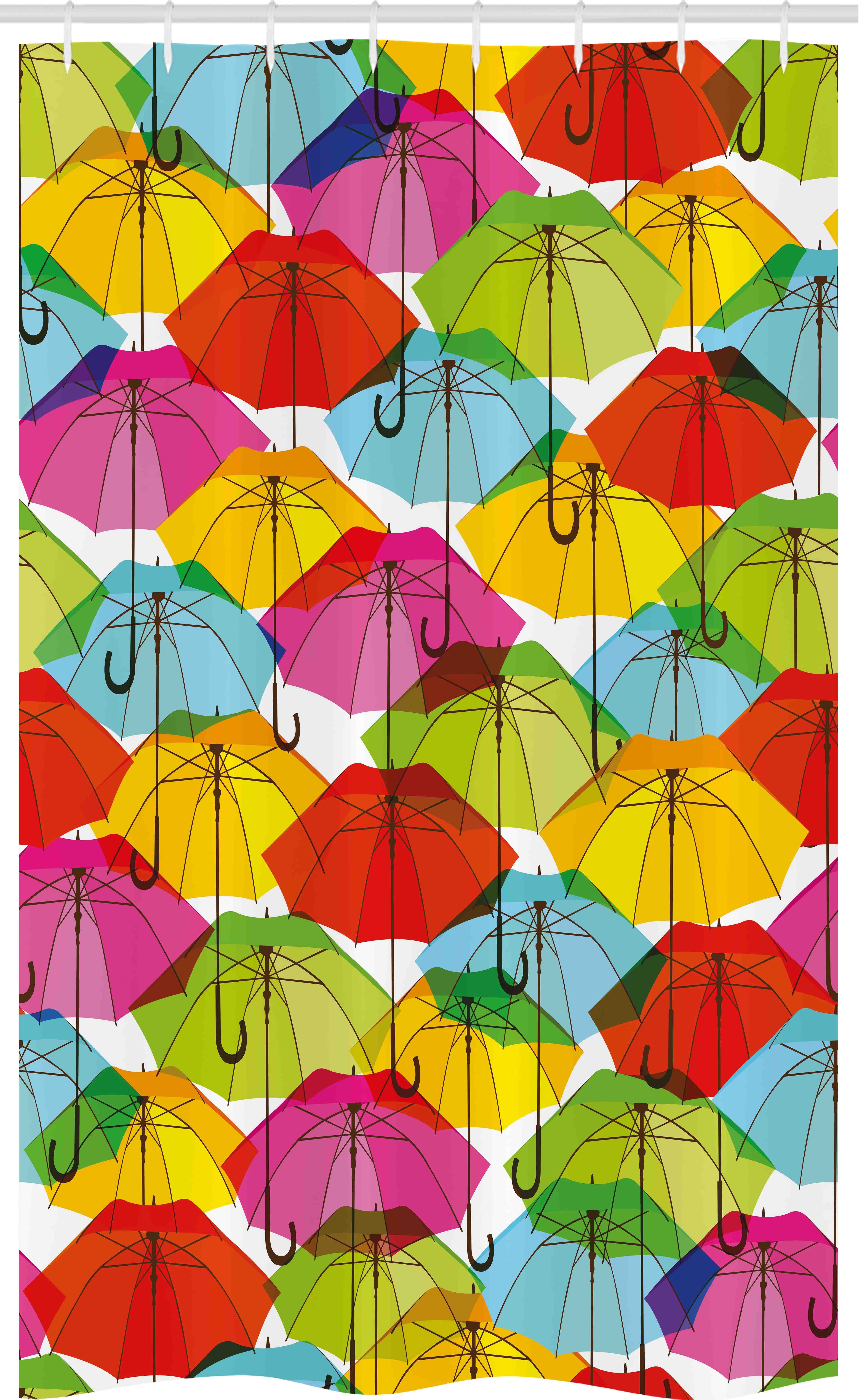 Abakuhaus Duschvorhang Badezimmer Deko Set aus Stoff mit Haken Breite 120  cm, Höhe 180 cm, Regenschirme Vivid Regenschirm