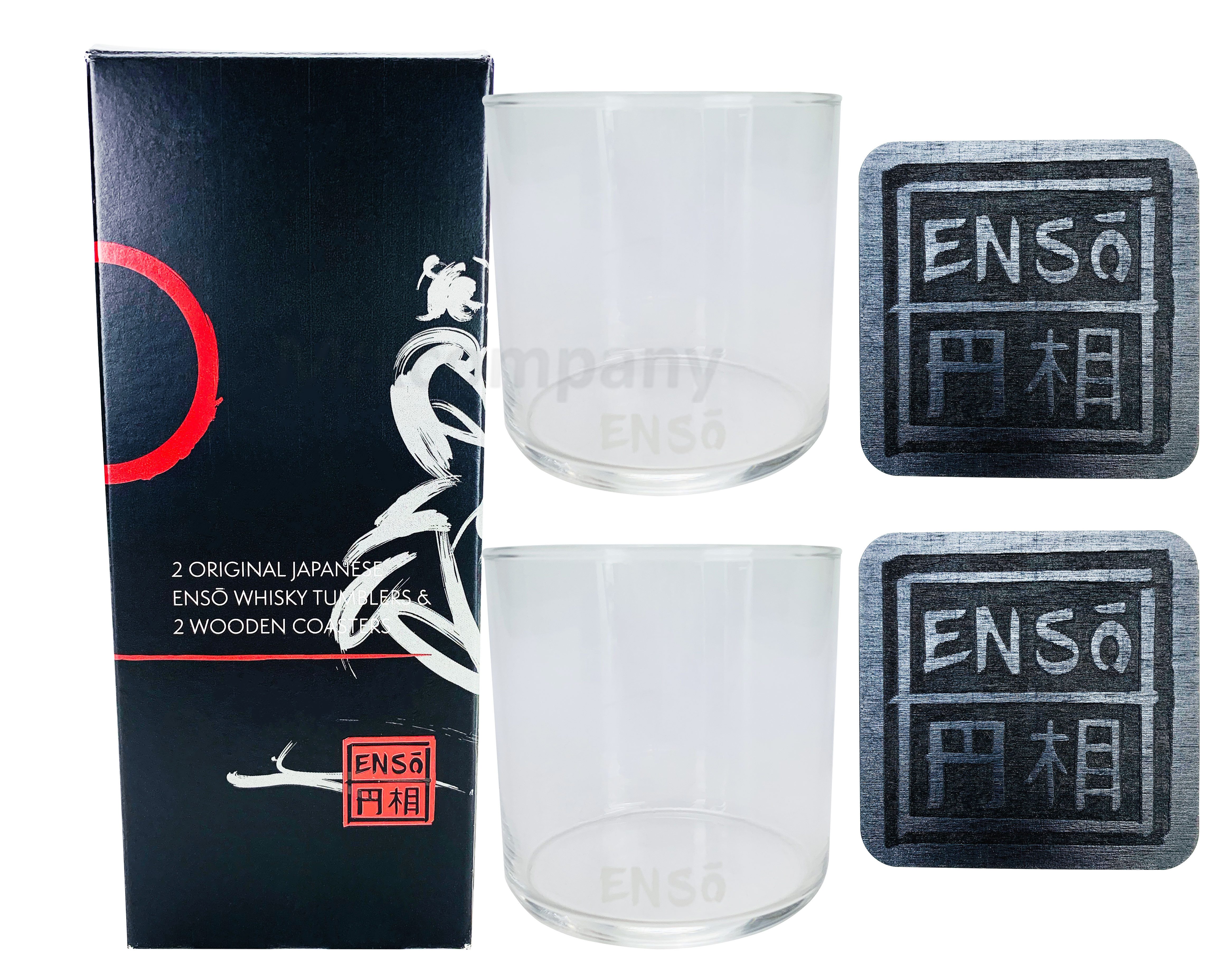 Enso Longdrinkglas Enso 2 Tumbler + 2 Untersetzer mit Geschenkverpackung japanischer Whi