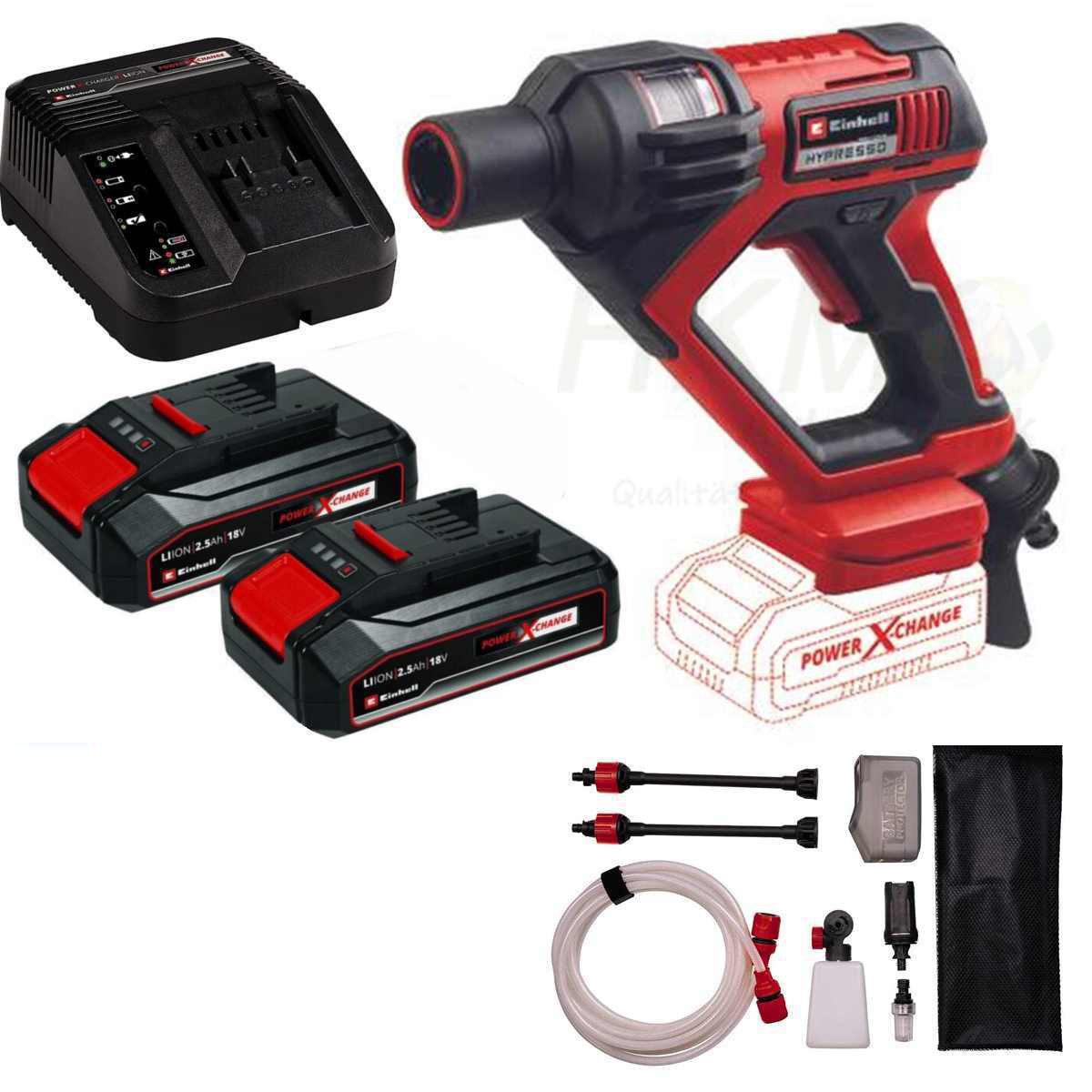 Einhell Akku-Druckreiniger Hypresso 18/24-1 Li mit 2 x Akku 2,5 Ah 1x Ladegerät, Druck max: 24 bar