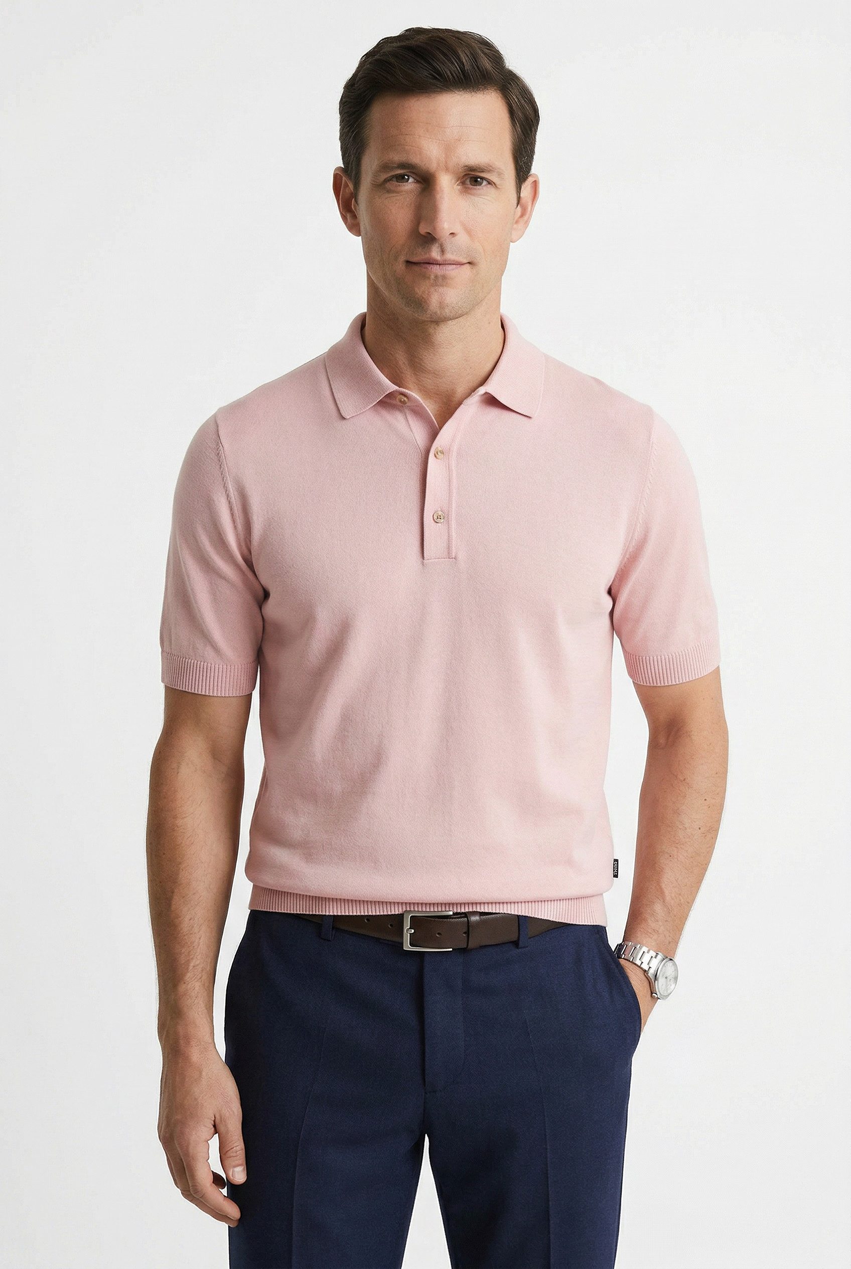 BOSS Kurzarmpullover Nolano aus Schurwolle, Polokragen