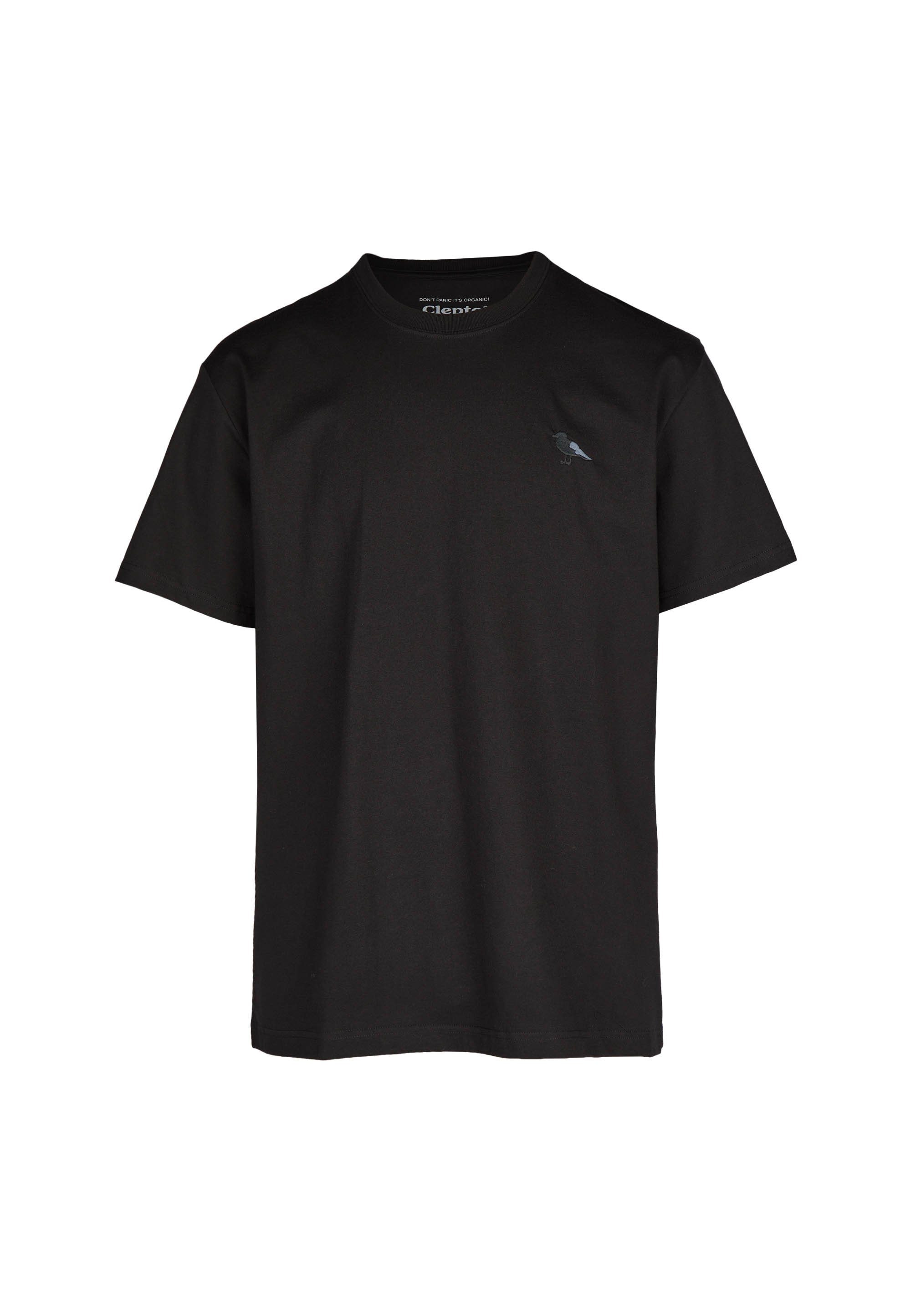 Cleptomanicx T-Shirt Embroidery Gull Mono mit lockerem Schnitt schwarz