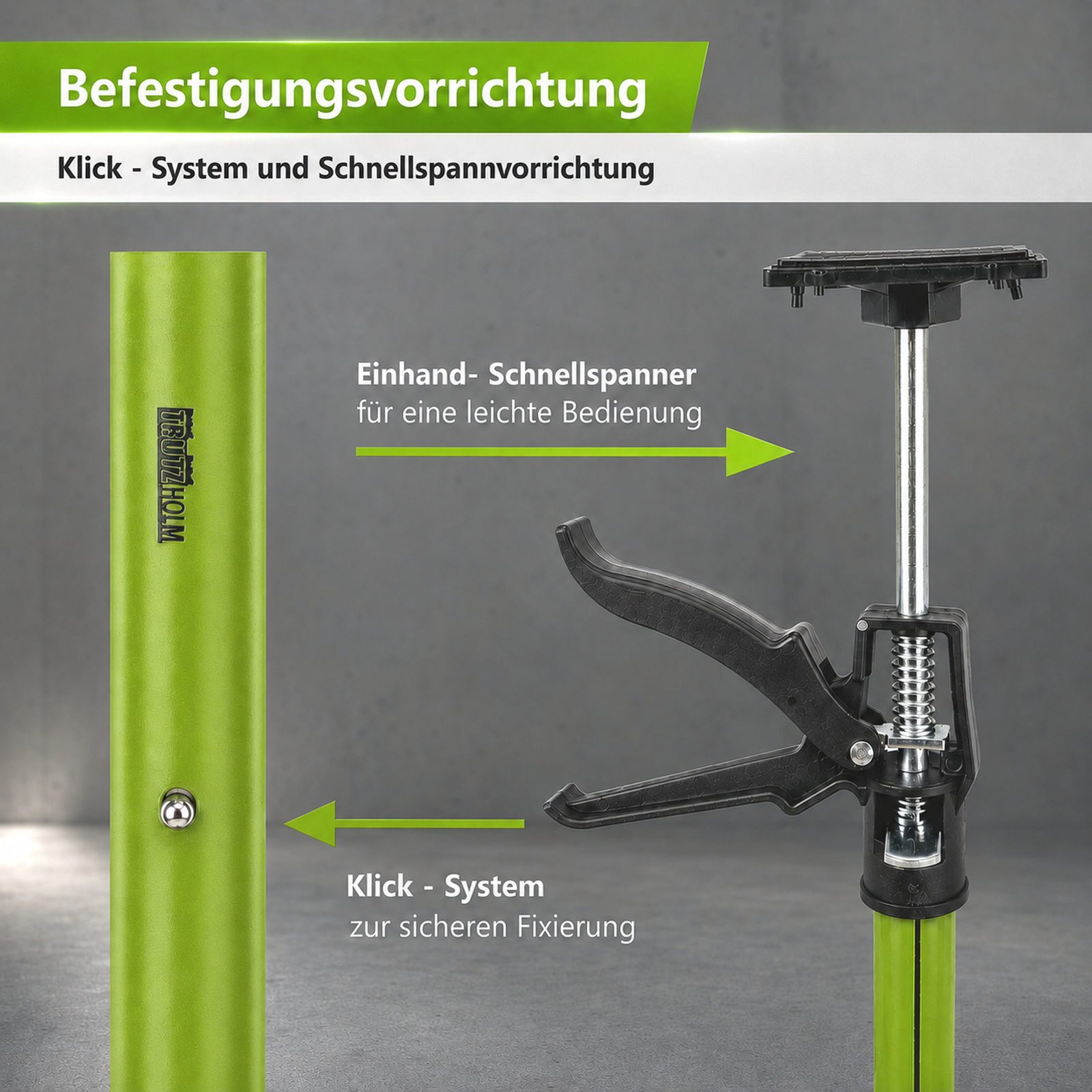 TRUTZHOLM Montageklemme 3x Türspanner Zargenspanner Klicksystem Teleskopstütze Einhandstütze, B: 8 cm, L: 117 cm, (3erSet, 3-tlg), höhenverstellbar – Bild 5 von 5