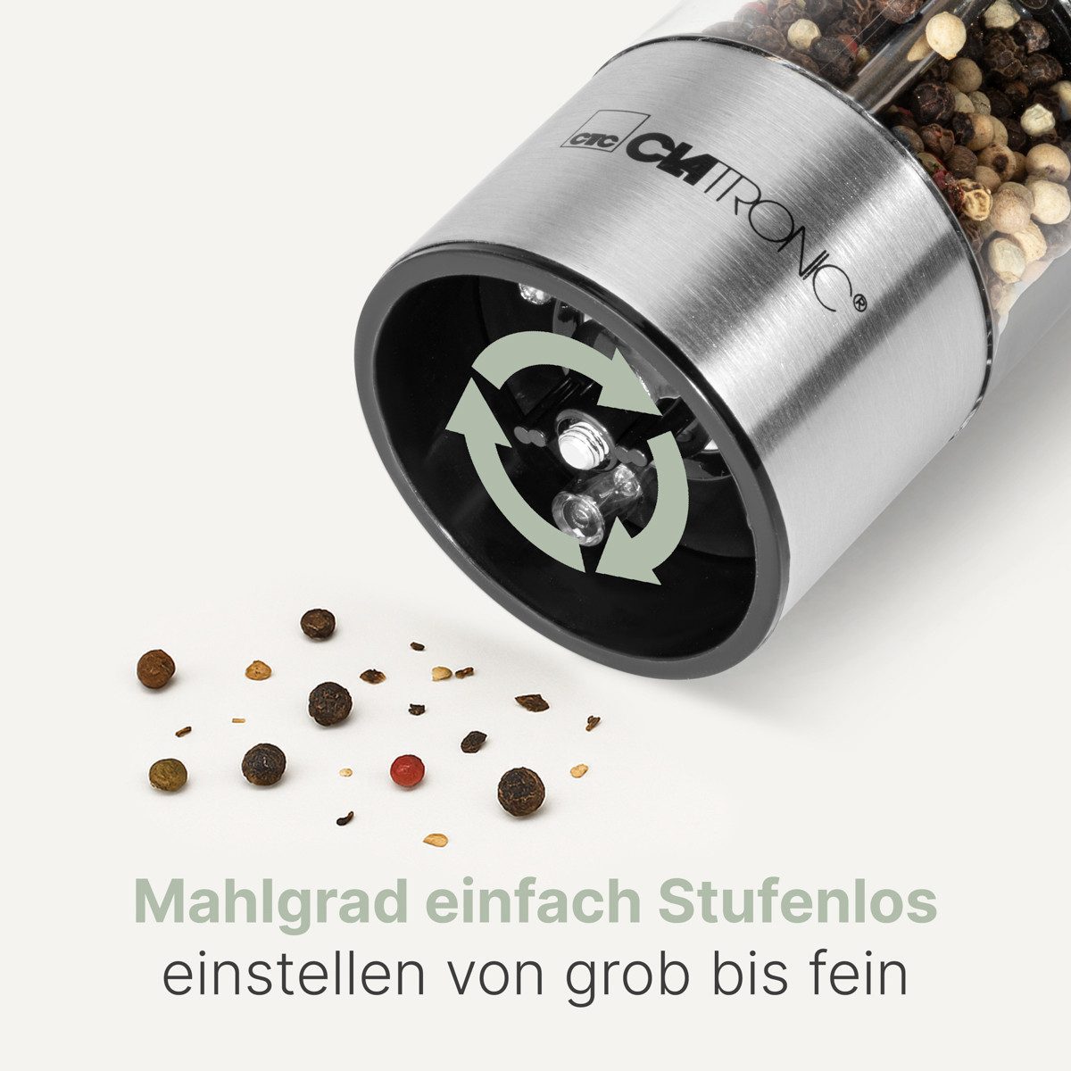 CLATRONIC Salz-/Pfeffermühle PSM 3004 N, Salz Pfeffermühle elektrisch, Keramik-Mahlwerk – Bild 3 von 5