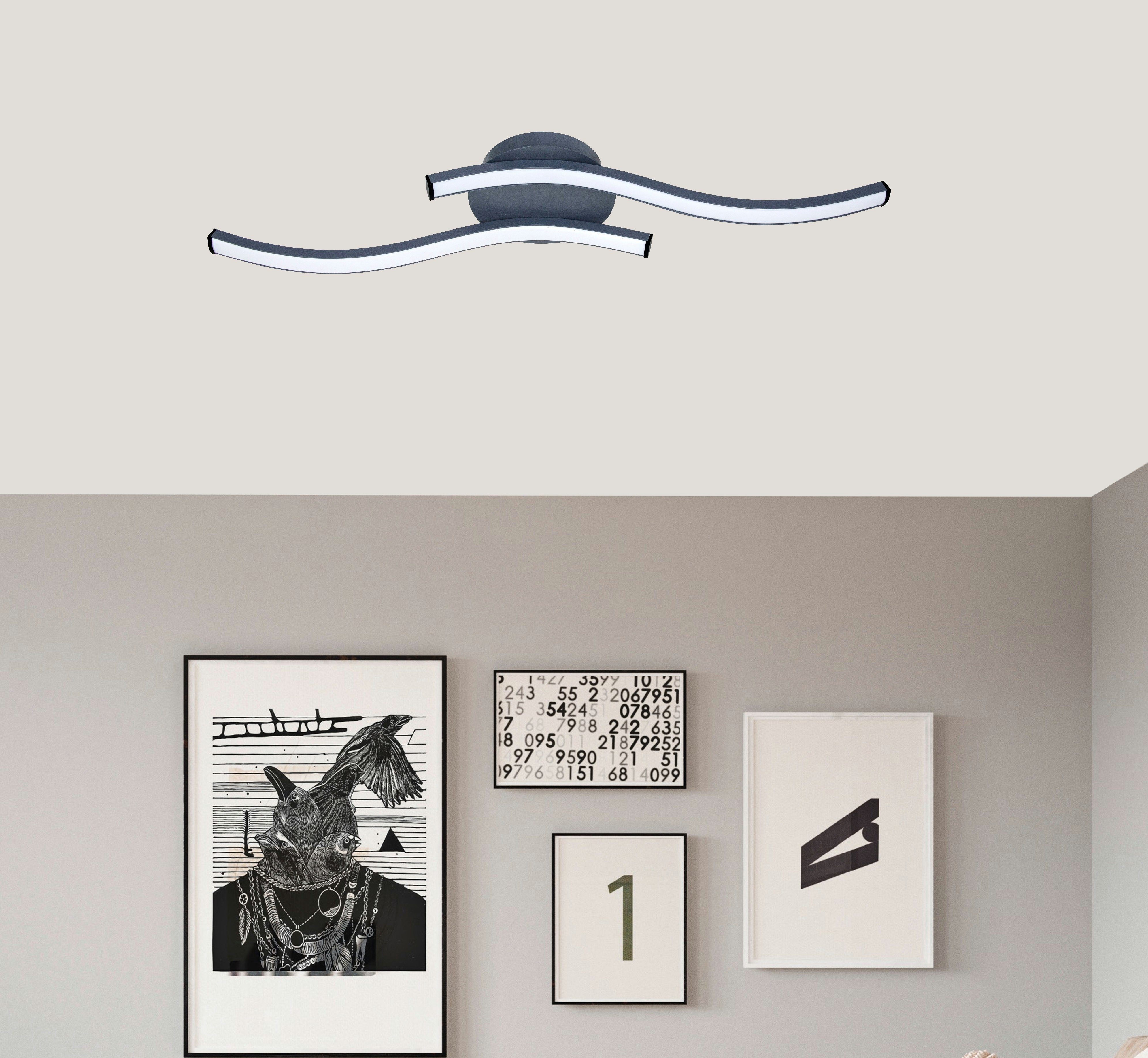 TRANGO LED Deckenleuchte, 3159B Design LED Deckenleuchte Serie *WAVE* 2 Fla günstig online kaufen