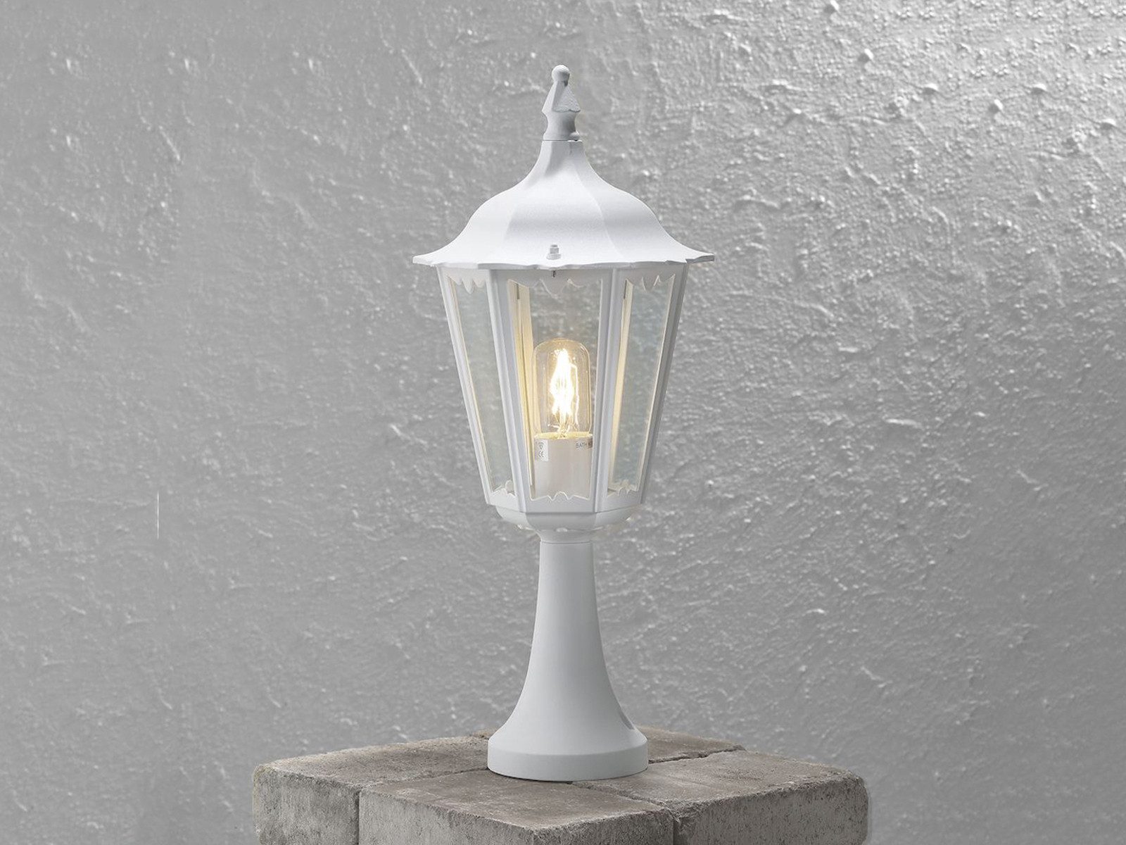 KONSTSMIDE LED Sockelleuchte Laterne Höhe 55cm inkl. E27 Leuchtmittel, LED wechselbar, Warmweiß, antike Gartenlaterne zur Garten Wegbeleuchtung