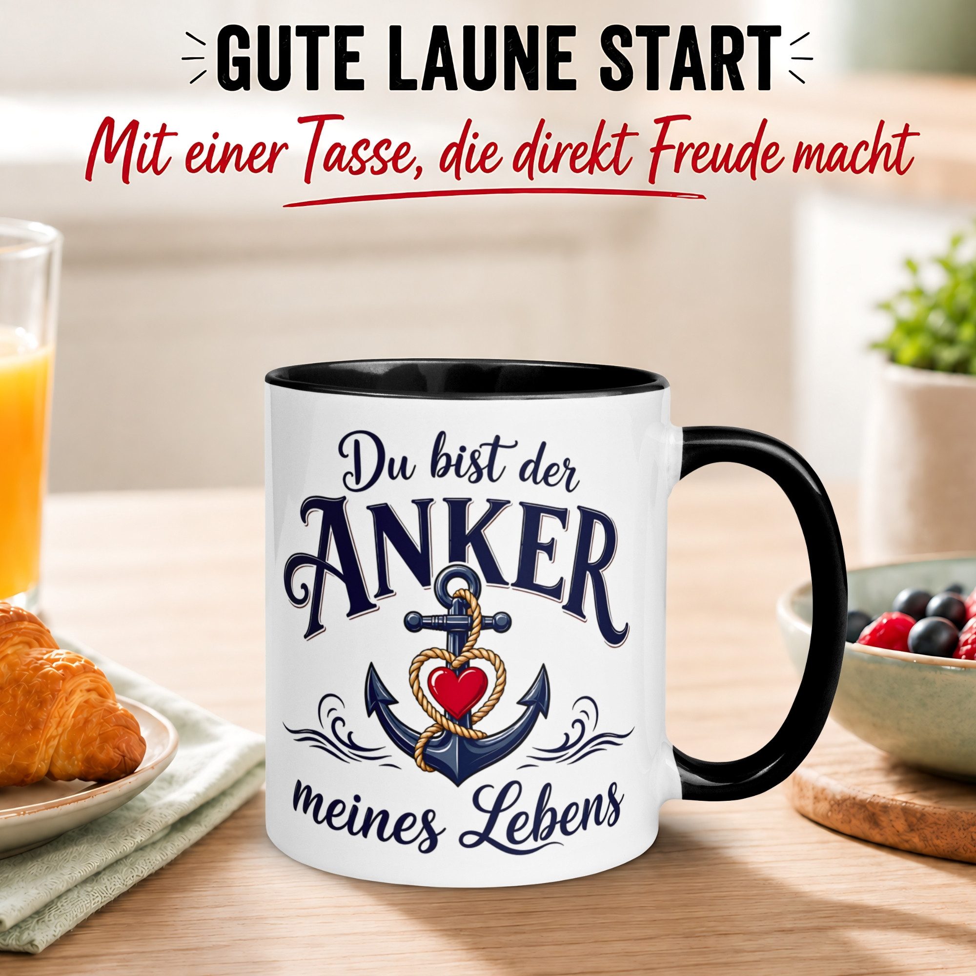 Momentals Tasse Liebe – „Anker meines Lebens“ – Ich liebe Dich Geschenk Partner, Gratis Versand · Links-&Rechtshänder · Spülmaschinenfest