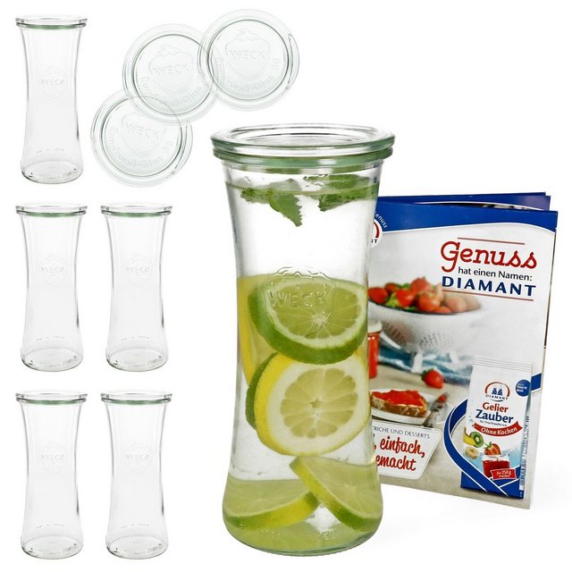 MamboCat Einmachglas “6er Set Weck Gläser 700 ml Delikatessen-Glas mit Glasdeckeln rund + Rezeptheft”