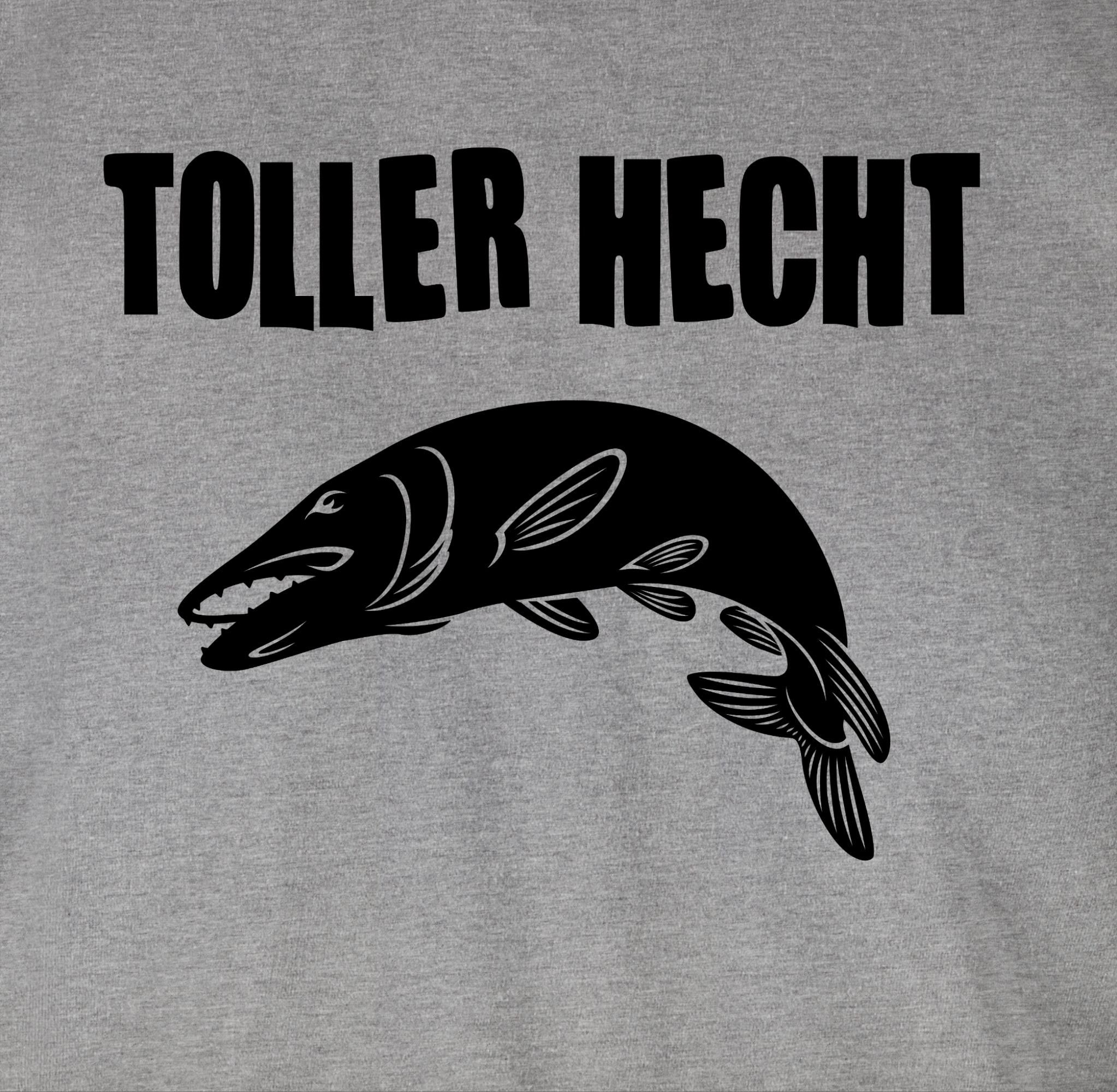 Shirtracer T-Shirt Toller 2 Angler meliert Hecht Grau Geschenke