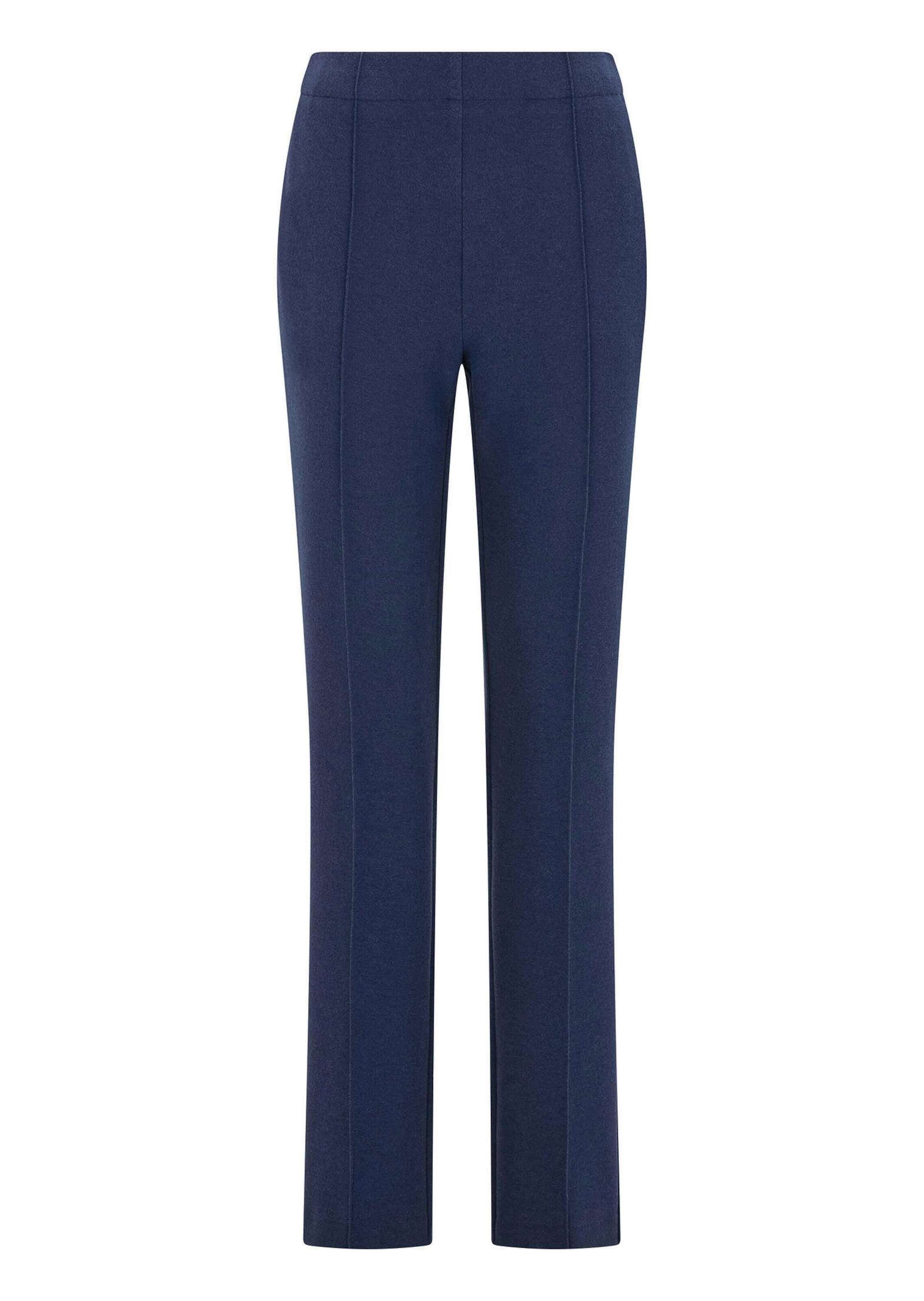 GOLDNER Schlupfhose Kurzgröße: Jerseyhose CARLA aus Flanell Gerade Hose mit Schlupfbund, Taschen und Biesen