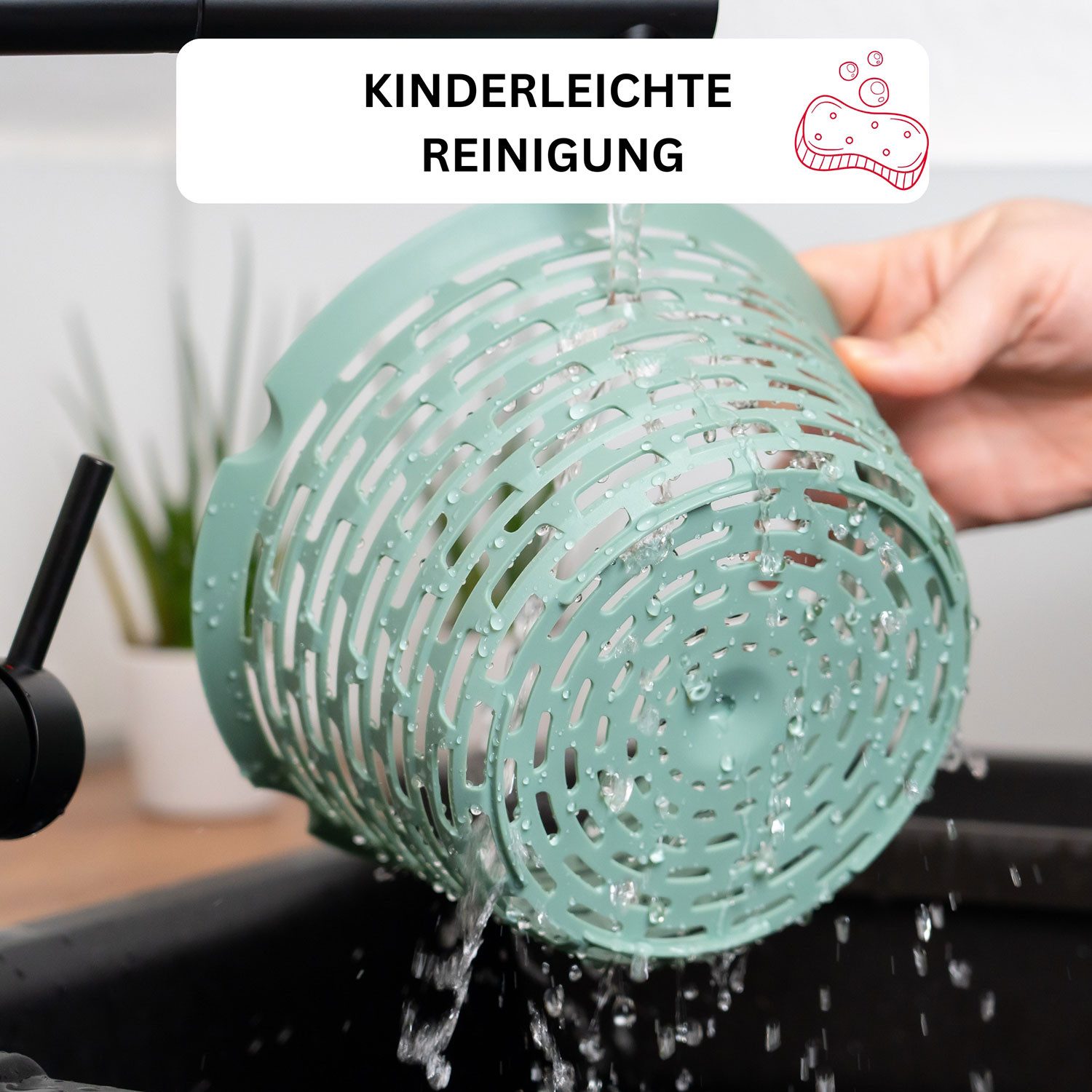 WESTMARK Salatschleuder Spinderella, Fassungsvermögen: 4,4 Liter, ø 23,5 cm, Mint-Grün, Made in Germany, BPA-frei