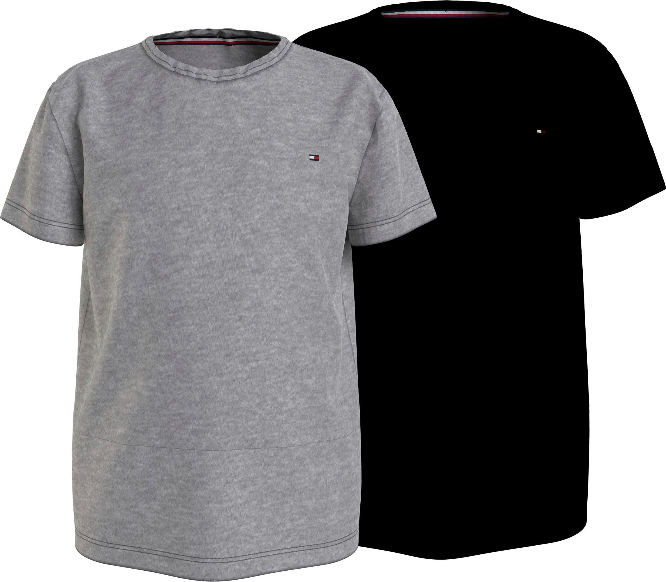 Kurzarmshirt Grey/Black Underwear (Set, Tommy mit Logo-Stickerei Hilfiger Light Hilfiger 2-tlg., 2er-Pack) Tommy