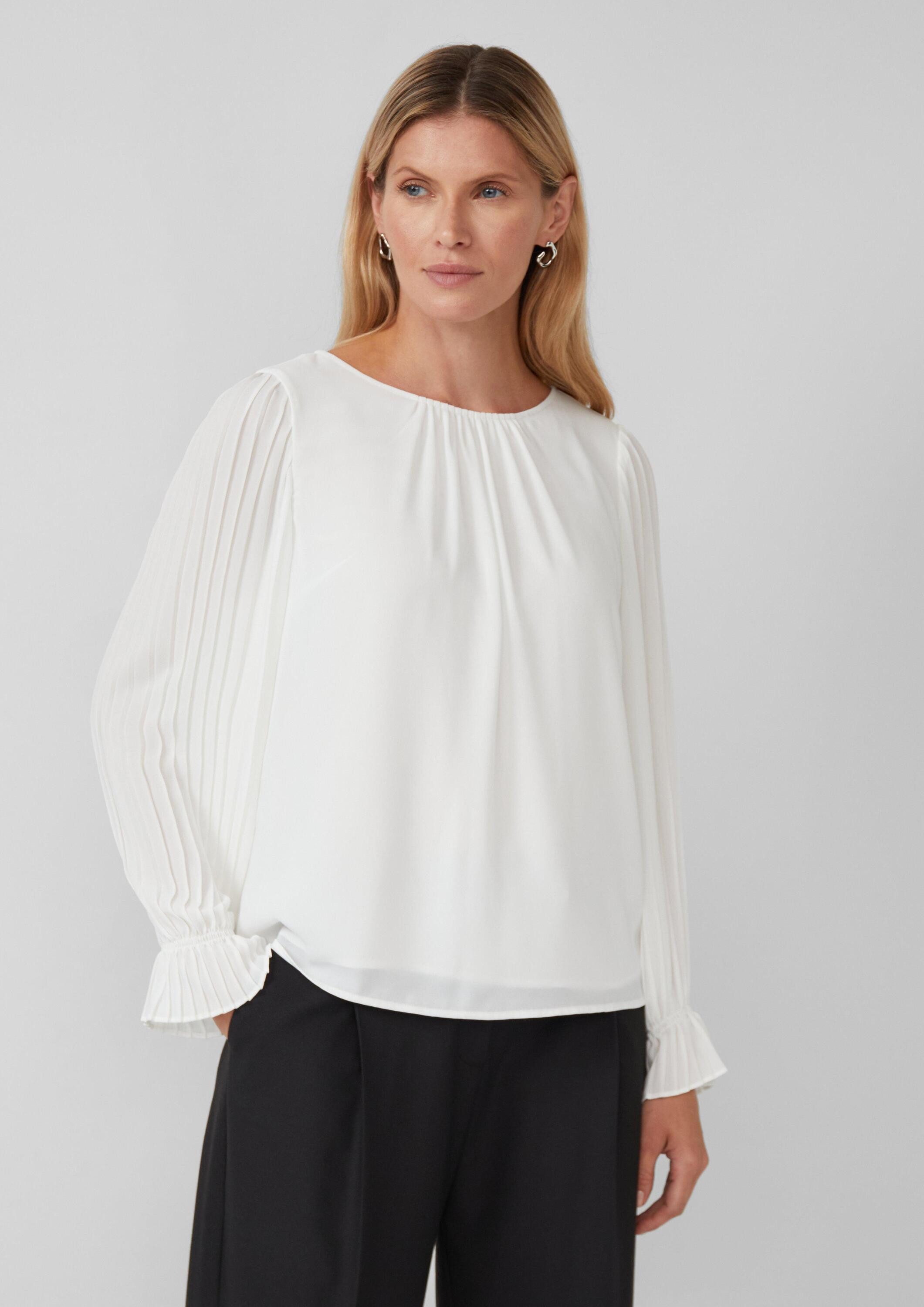 s.Oliver Langarmbluse Bluse Festliche Bluse mit Plissee-Ärmeln günstig online kaufen
