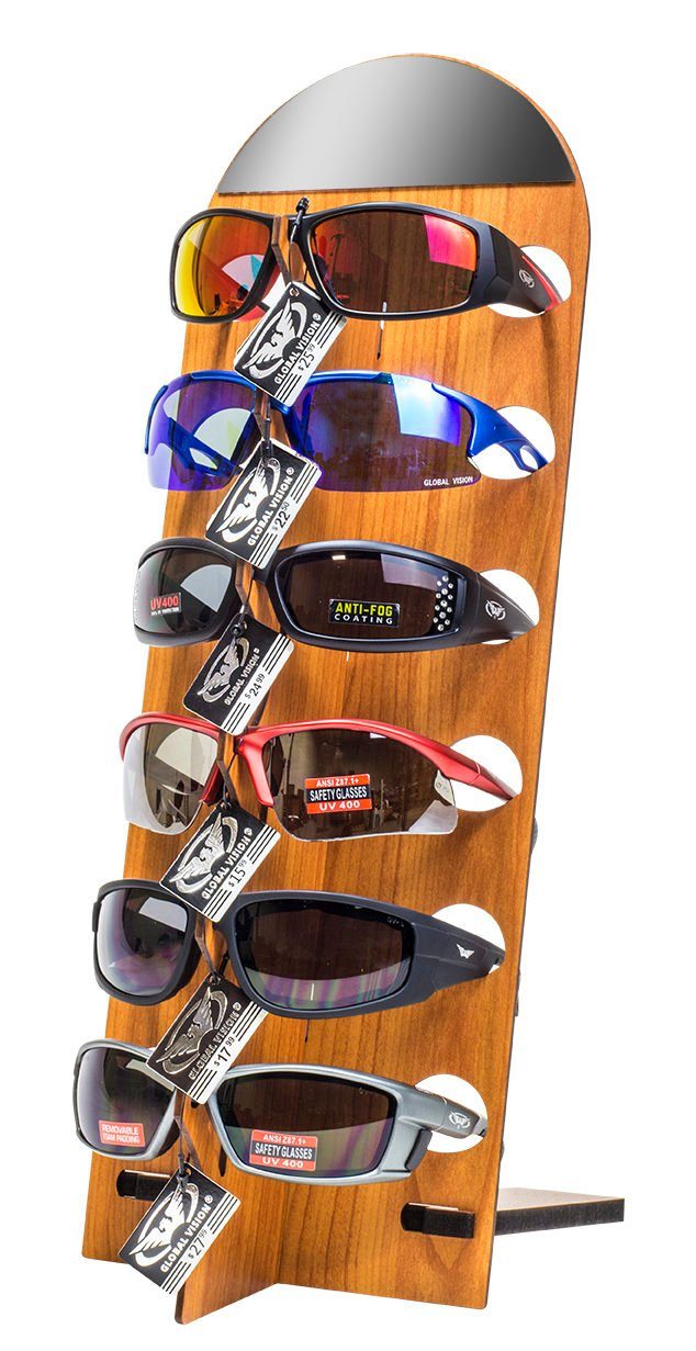 Global Vision Motorradbrille Global Vision Display für 6 Brillen - wood