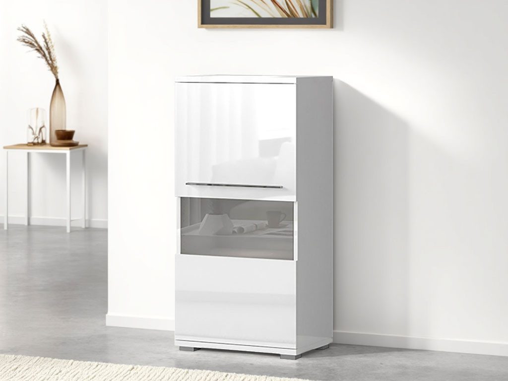 OTTO home Highboard Piano Vitrine (H/B/T): 123/60/40,2cm), UV lackiert, Soft-Close Funktion